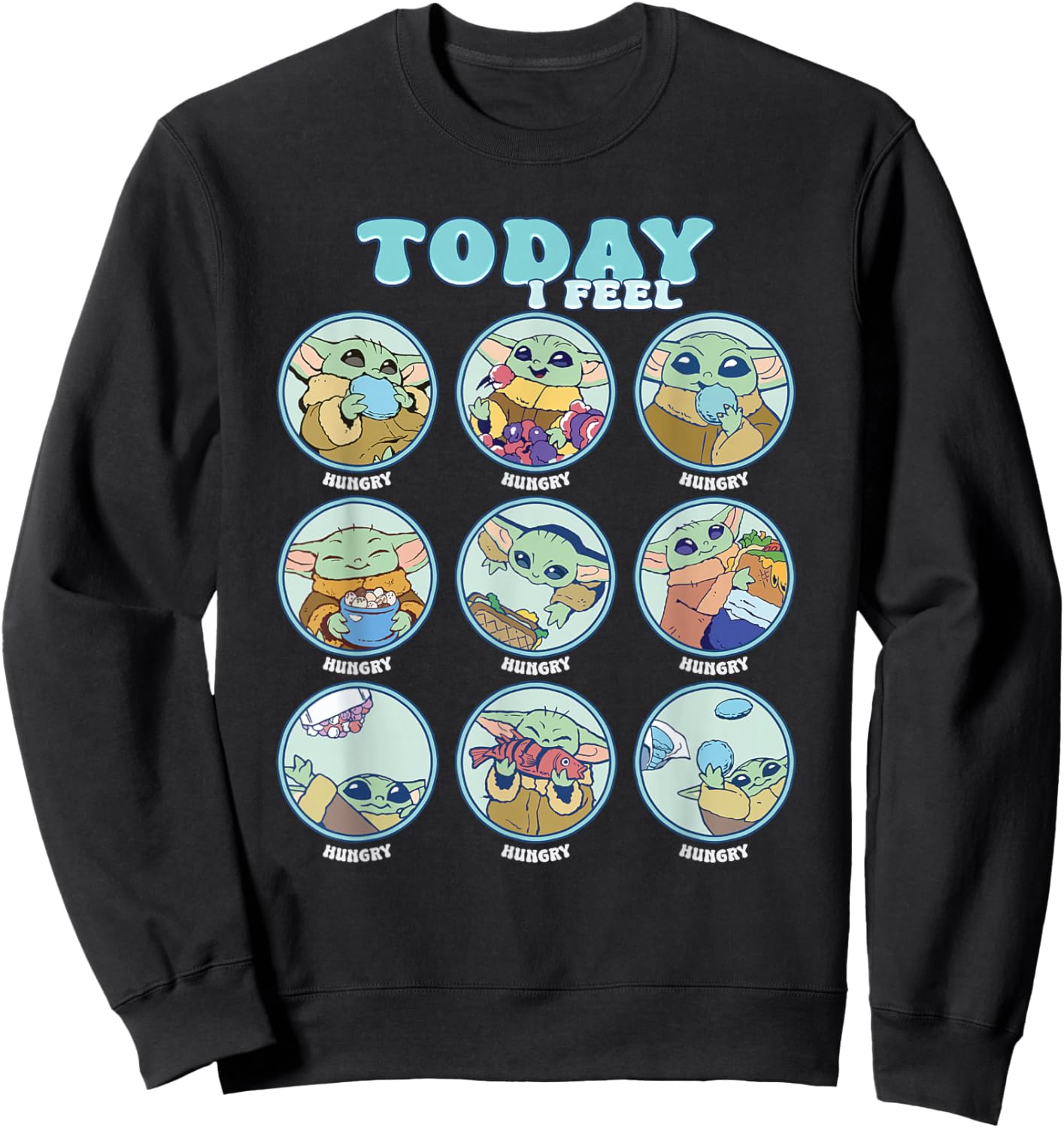 Star Wars The Mandalorian and Grogu Today I Feel Grid Sweatshirt - Sweatshirt | Black
