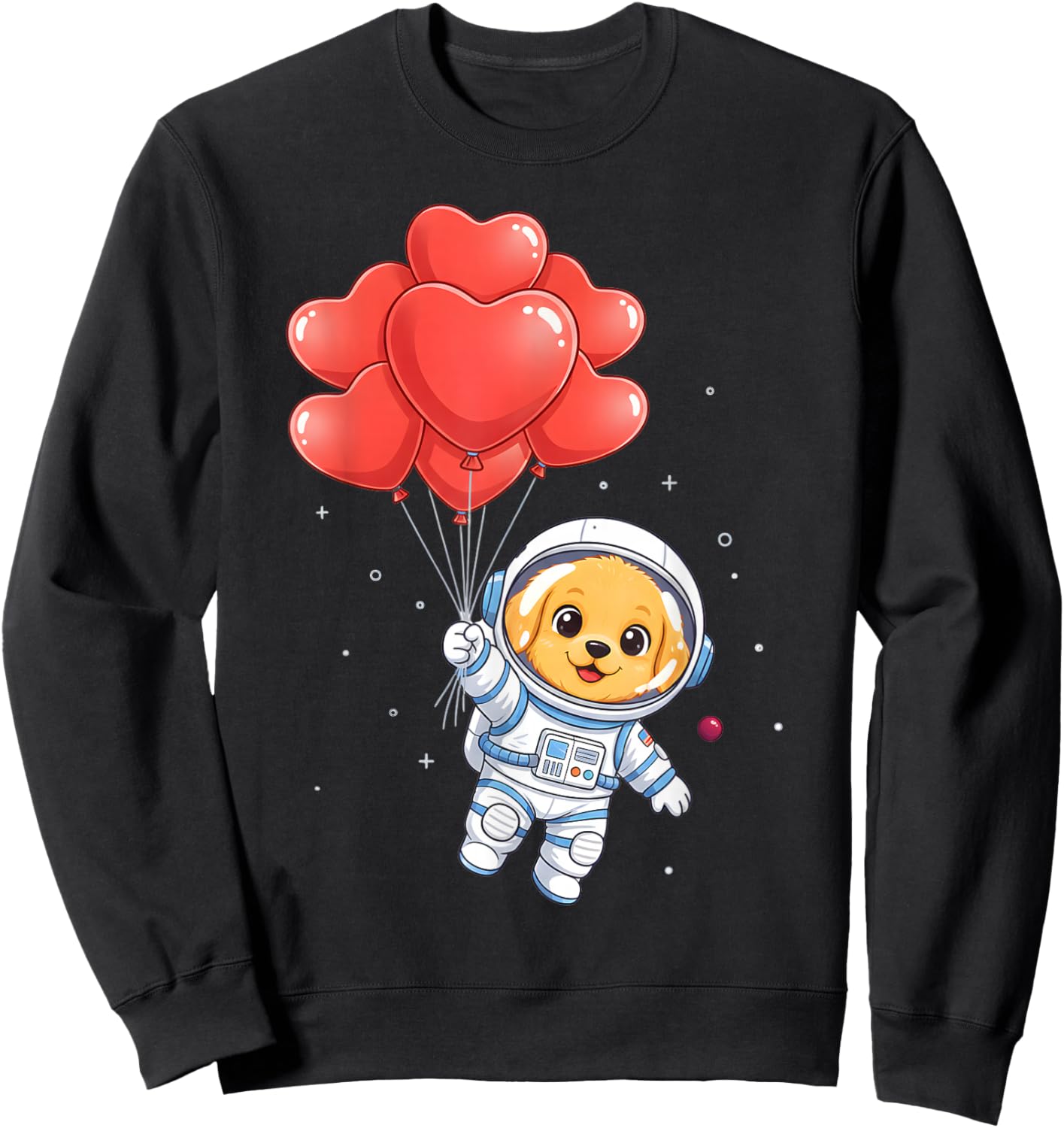 Funny Astronaut Golden Retriever Dog Heart for Kids Boys Sweatshirt - Sweatshirt | Black