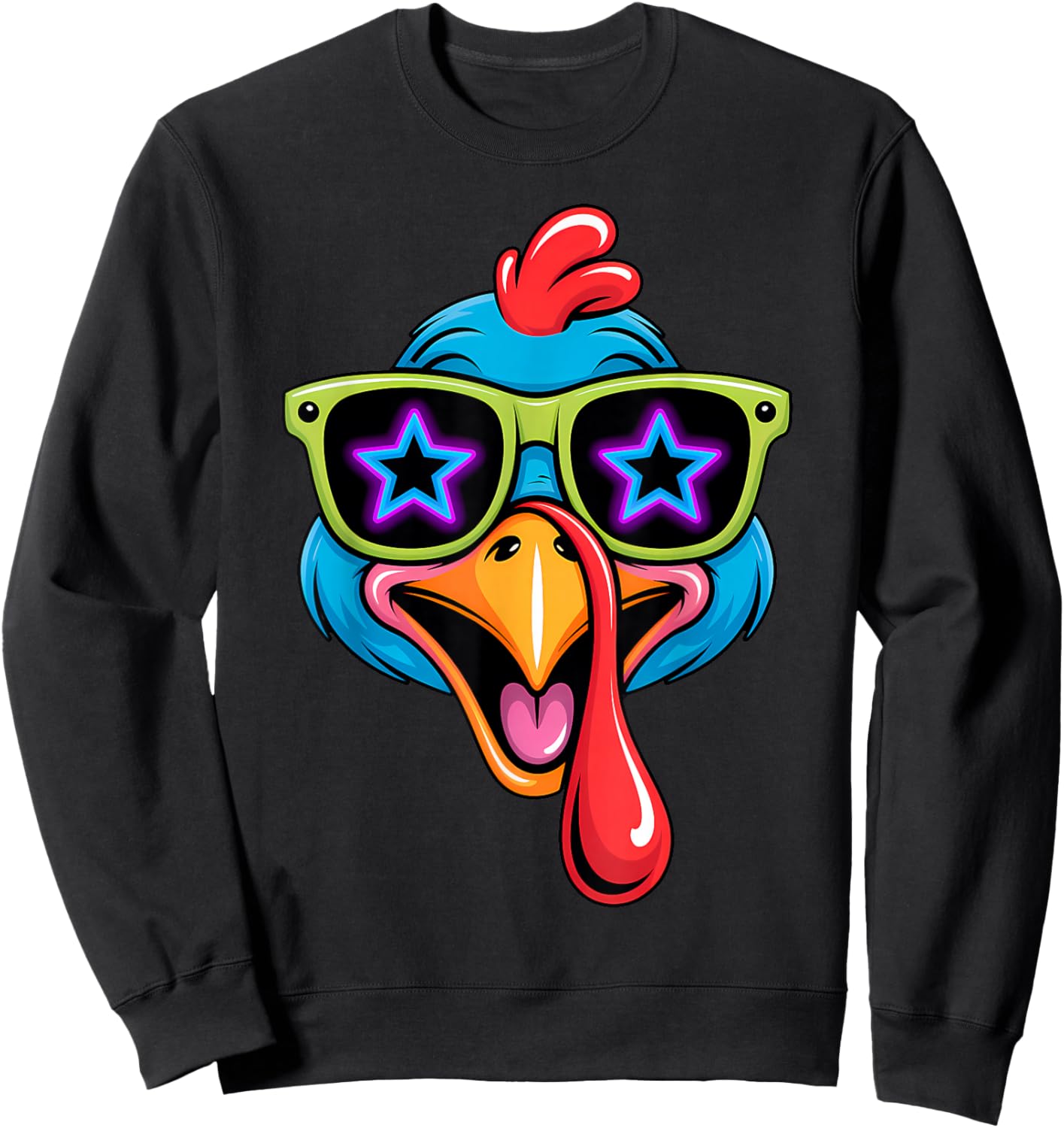 Funny Turkey Face Cool Thanksgiving Sweatshirt - Sweatshirt | Black