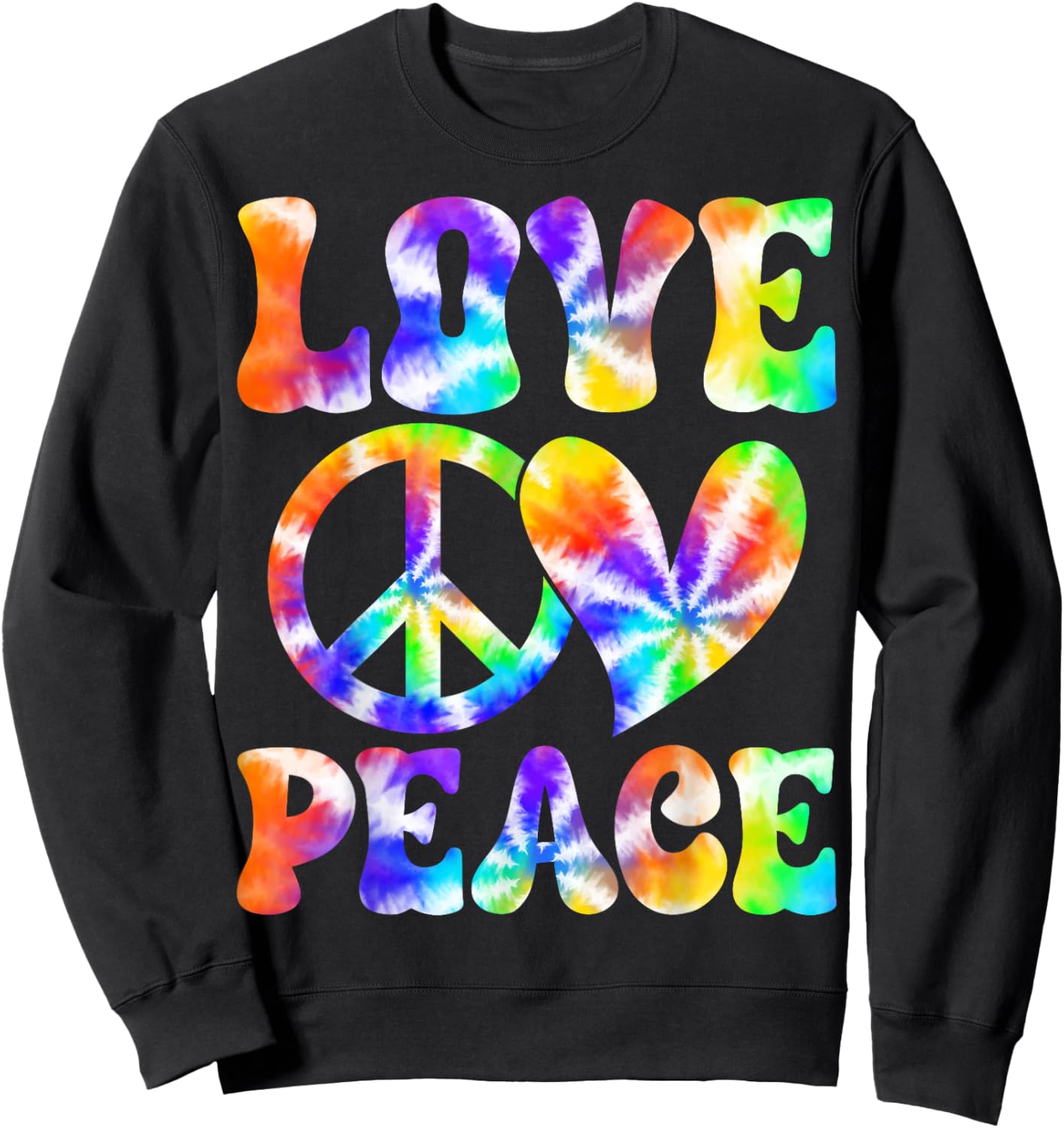 Valentine's Day Love Peace Heart Tie Dye Couple Sweatshirt - Sweatshirt | Black