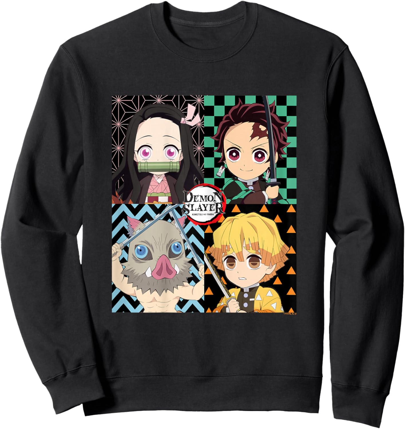 Demon Slayer: Kimetsu no Yaiba Nezuko Tanjiro Zenitsu Kawaii Sweatshirt - Sweatshirt | Black