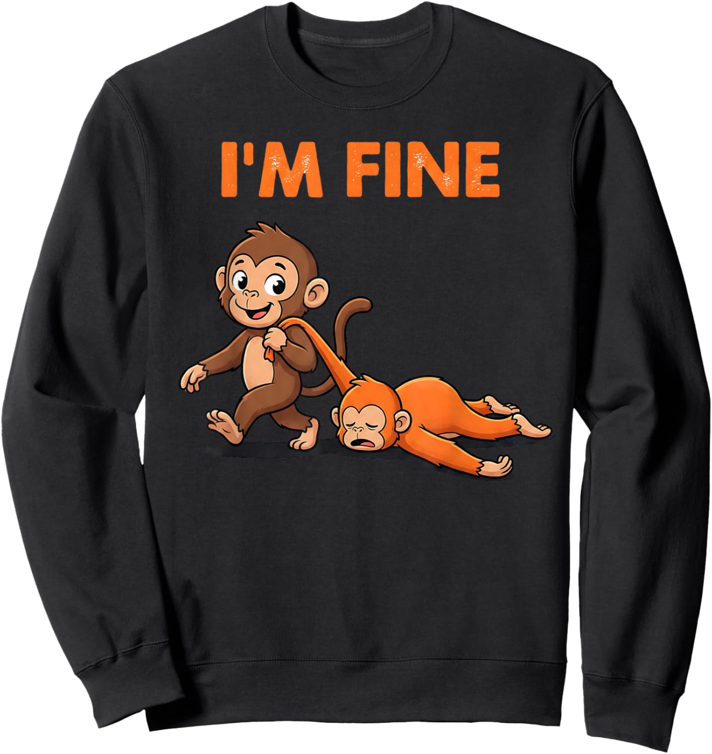 Punch The Monkey Cuddling Stuffed Animal Meme Viral Internet Sweatshirt - Sweatshirt | Black