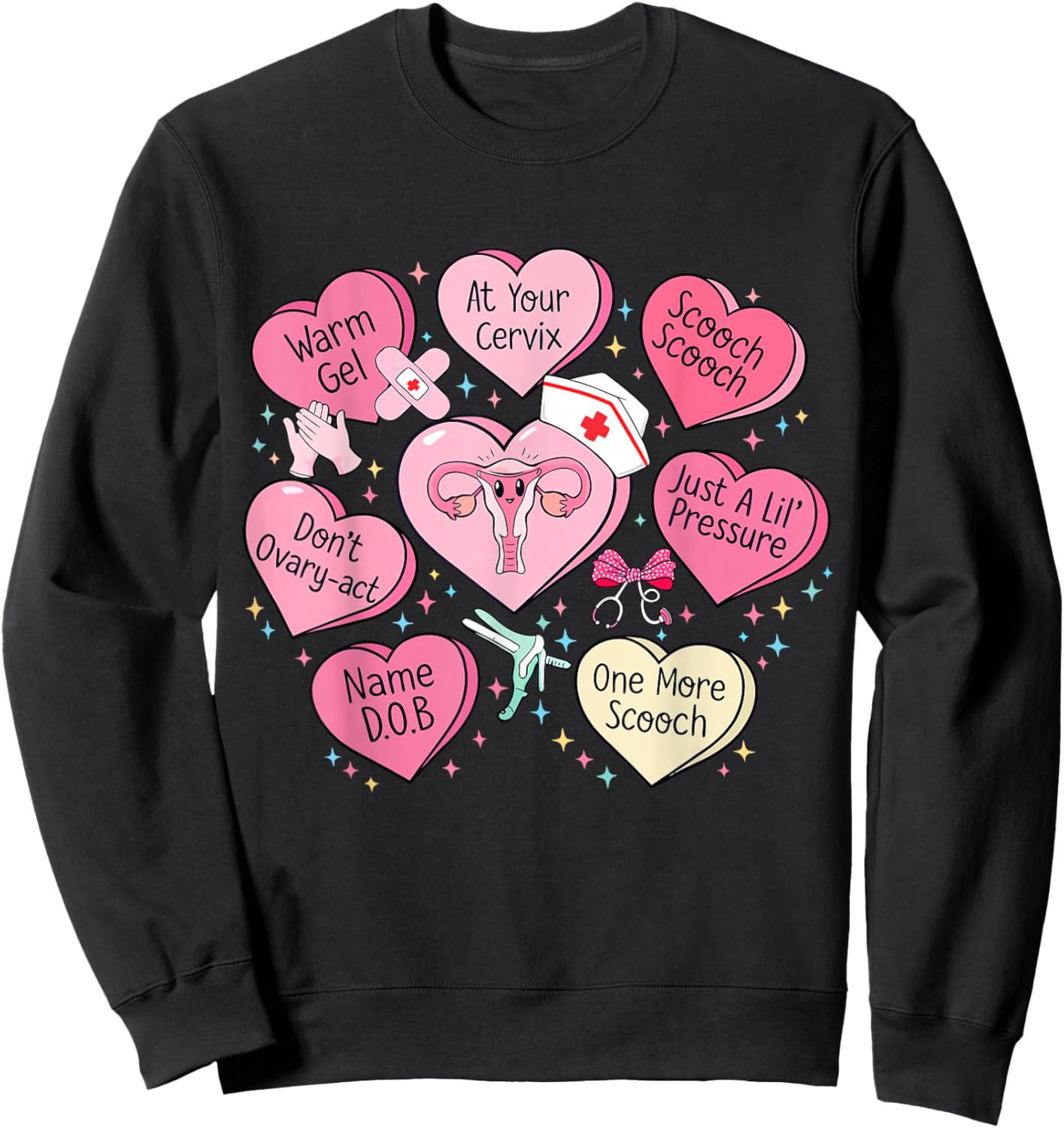 OBGYN Nurse Heart Candy Valentine Obstetrician Gynecologist Sweatshirt - Sweatshirt | Black