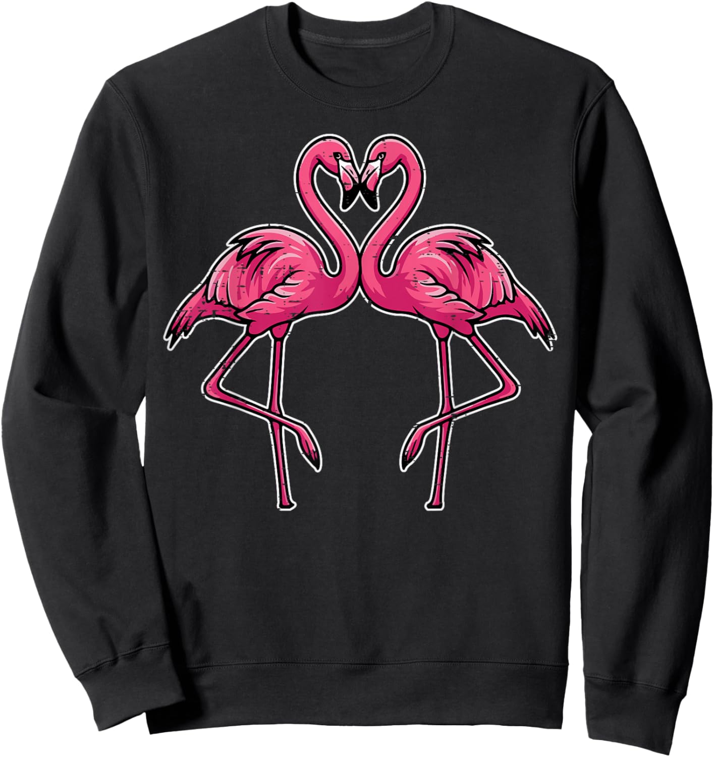 Valentines Day Flamingo Heart Cute Love Bird Women Men Kids Sweatshirt - Sweatshirt | Black