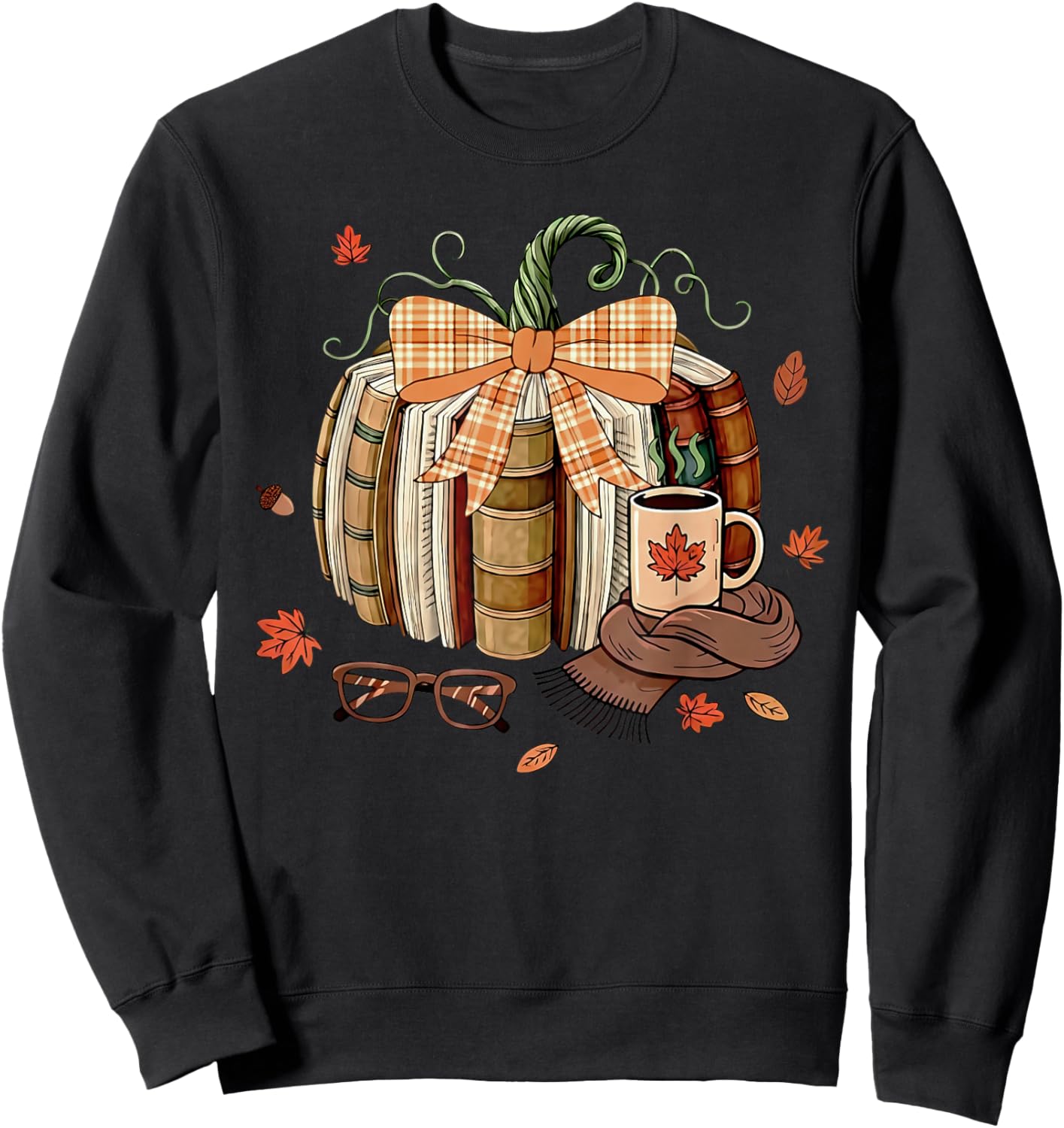 Fall Book Pumpkin Fall Librarians Bookworm Teachers Students Sweatshirt - Sweatshirt | Black
