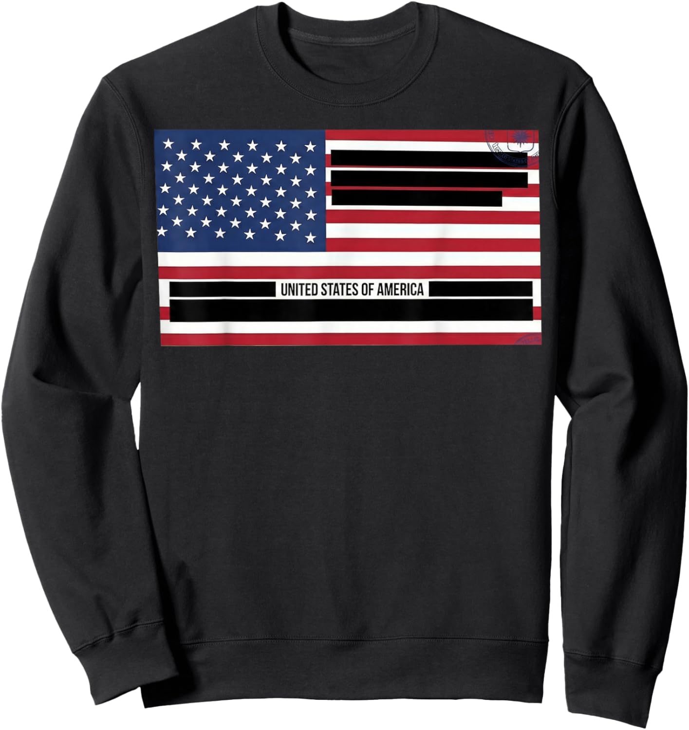 Censored Documents American Flag | United States of America Sweatshirt - Sweatshirt | Black