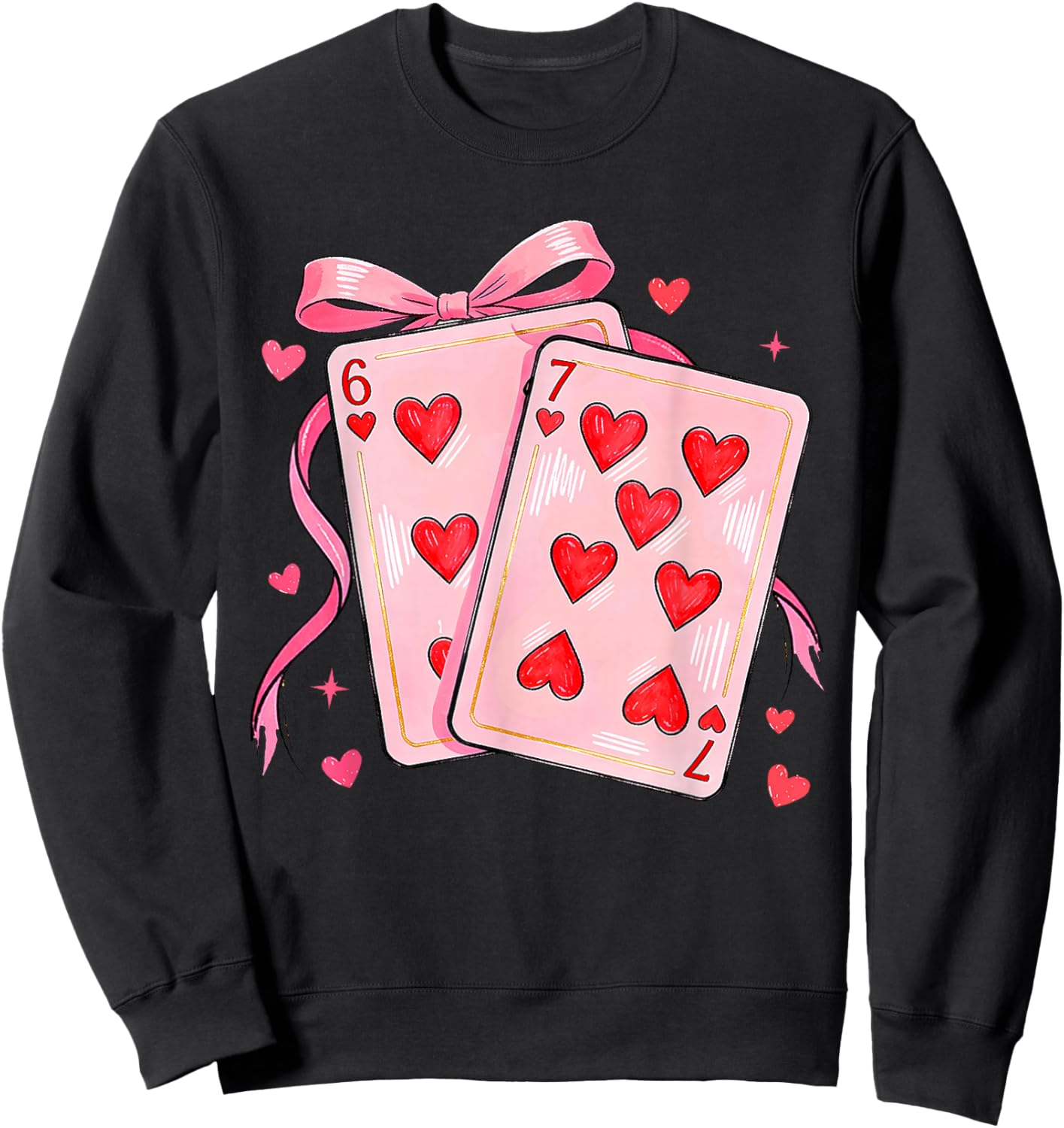 Six Seven 6 7 Meme 67 Valentines Day Girls Kids Sweatshirt - Sweatshirt | Black