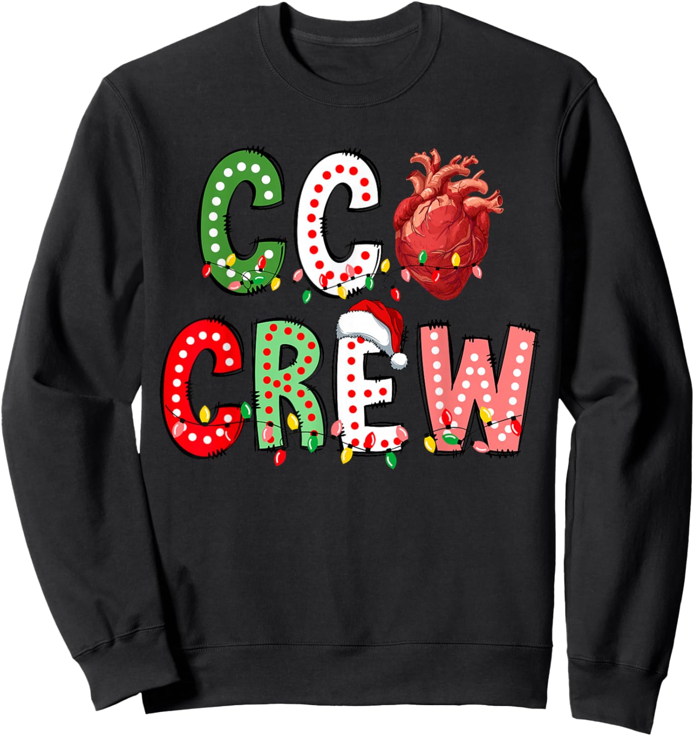 CCU Crew Christmas Lights Coronary Care Unit Nurse Rehab RN Sweatshirt - Sweatshirt | Black
