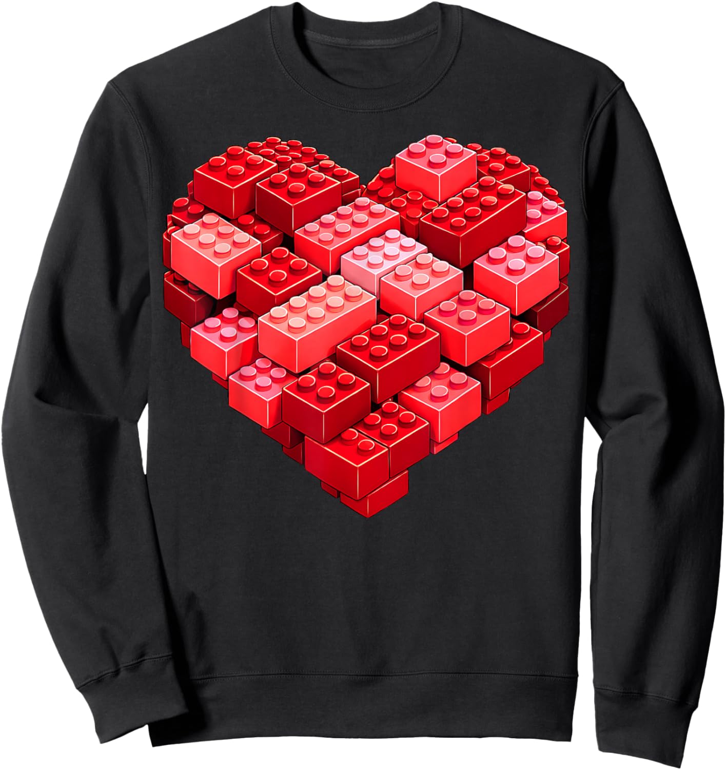 Valentines Day Heart Building Blocks Bricks Boys Kid Toddler Sweatshirt - Sweatshirt | Black
