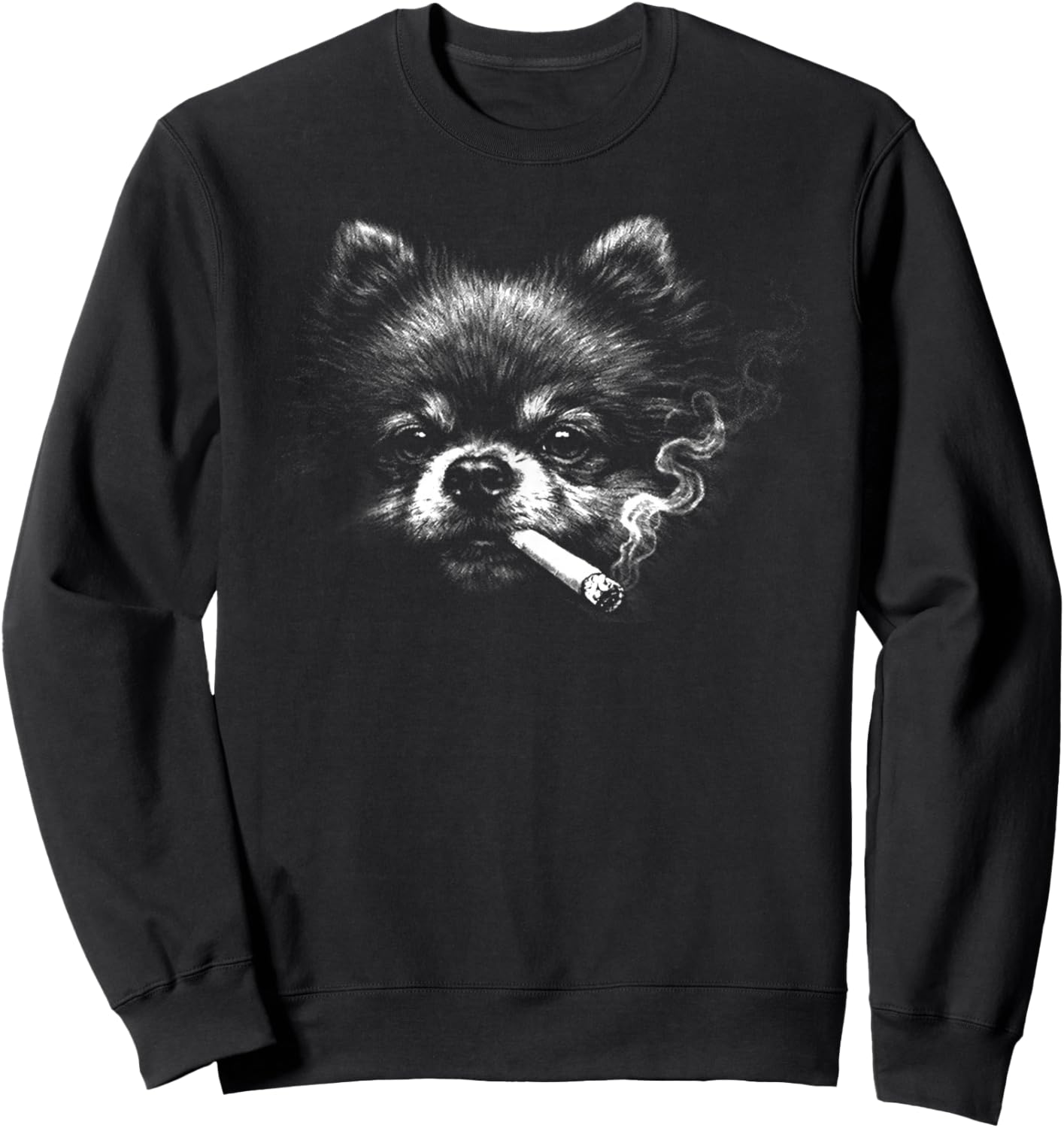 Dog Smoking Funny Pomeranian Smoking Dog Meme Sweatshirt - Sweatshirt | Black