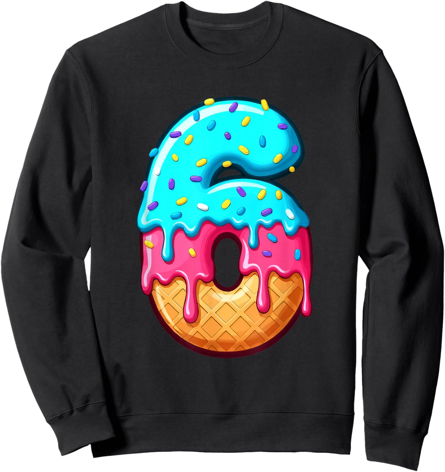 Funny 67 Number 6 Ice Cream Drip Meme Matching Group Costume Sweatshirt - Sweatshirt | Black