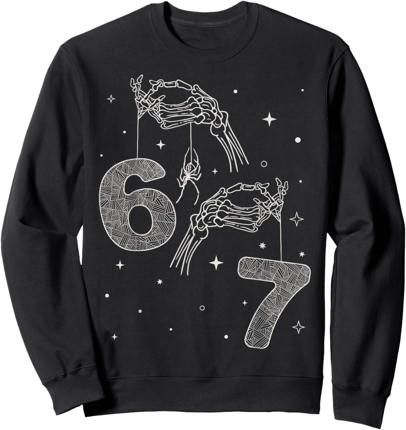 67 Meme Skeleton Hand Funny Halloween Six Seven Teens Sweatshirt - Sweatshirt | Black