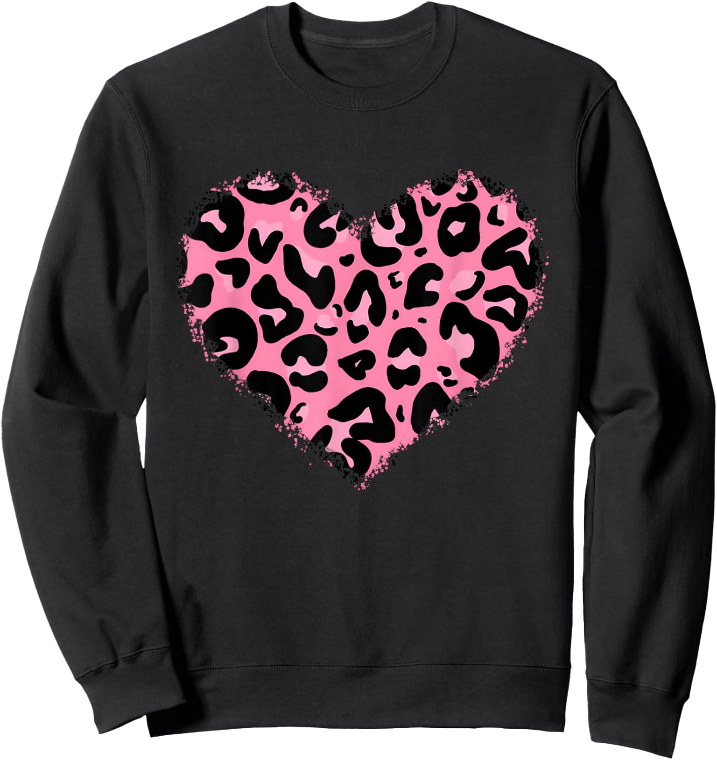 Leopard Cheetah Print Heart Pink Lover Cute Girls & Sweatshirt - Sweatshirt | Black