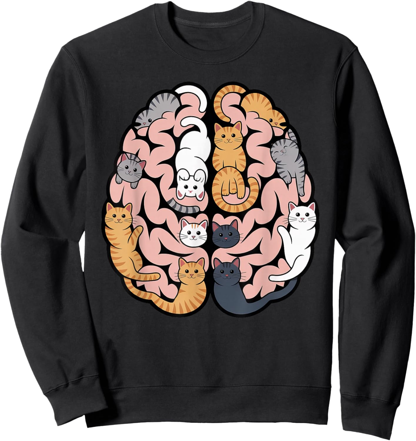 Funny Cat Brain Graphic Neuroscience Neurologist Sweatshirt - Sweatshirt | Black