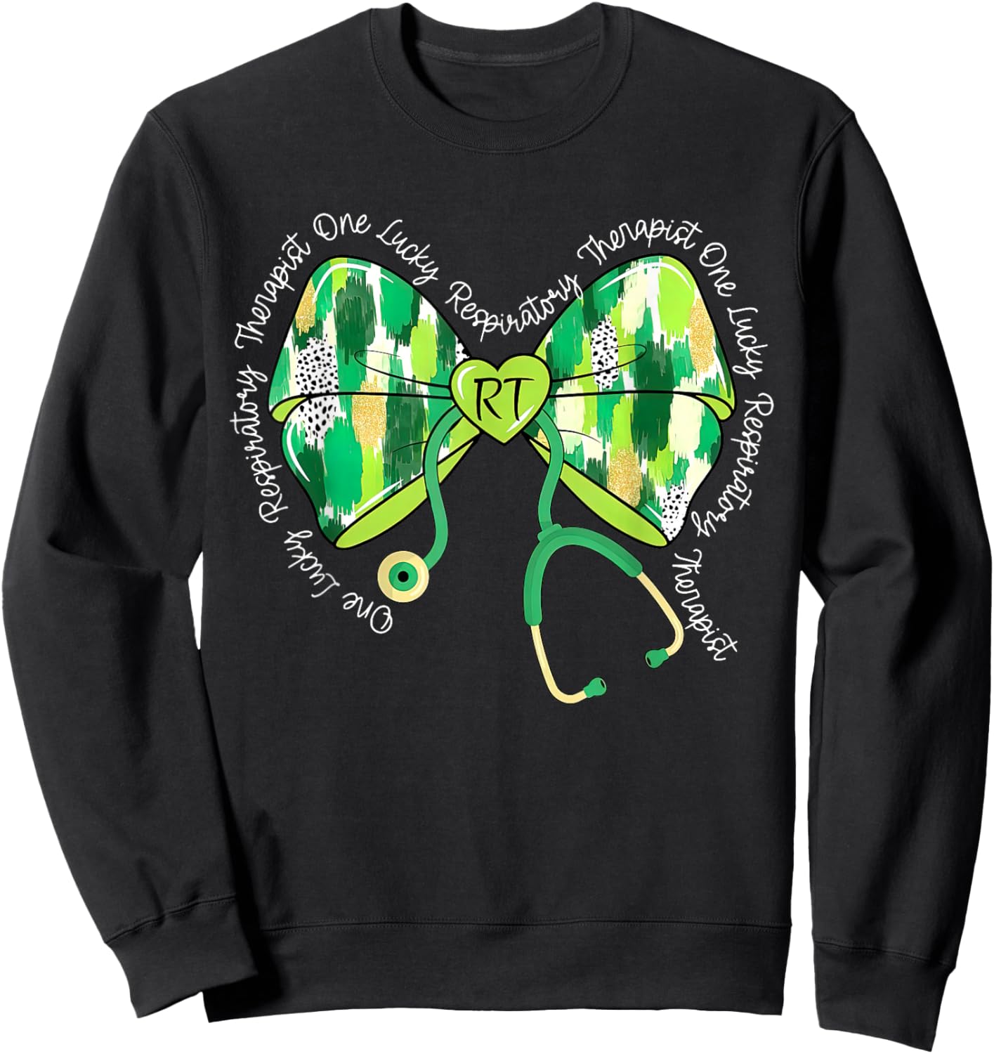 Coquette Stethoscope Respiratory Therapist St Patrick's Day Sweatshirt - Sweatshirt | Black