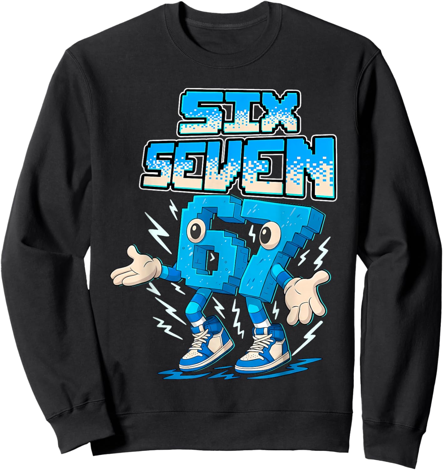67 Six Seven 6-7 Funny Brainrot Boys Girls Kids Gaming Meme Sweatshirt - Sweatshirt | Black