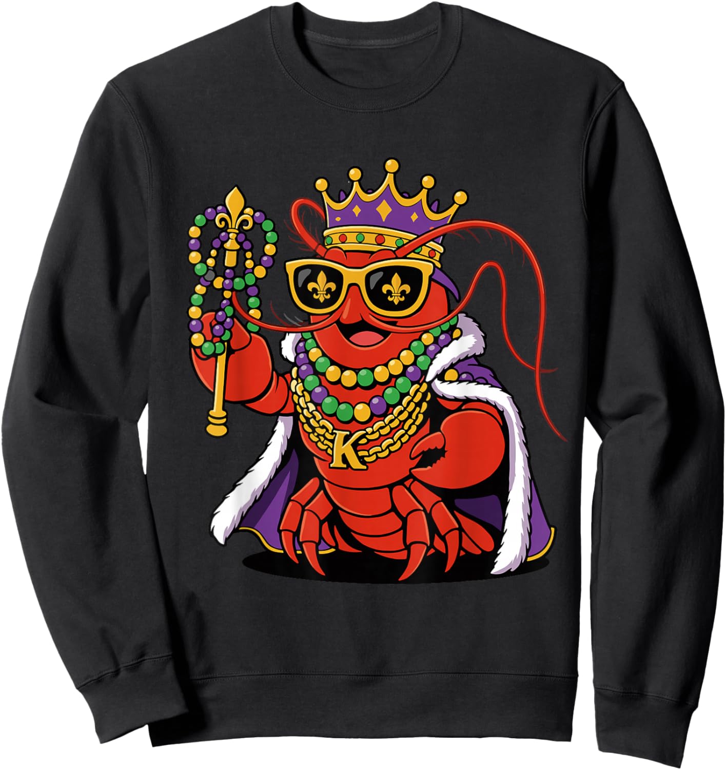 King Crawfish Mardi Gras Parade Beads Louisiana Festival Sweatshirt - Sweatshirt | Black