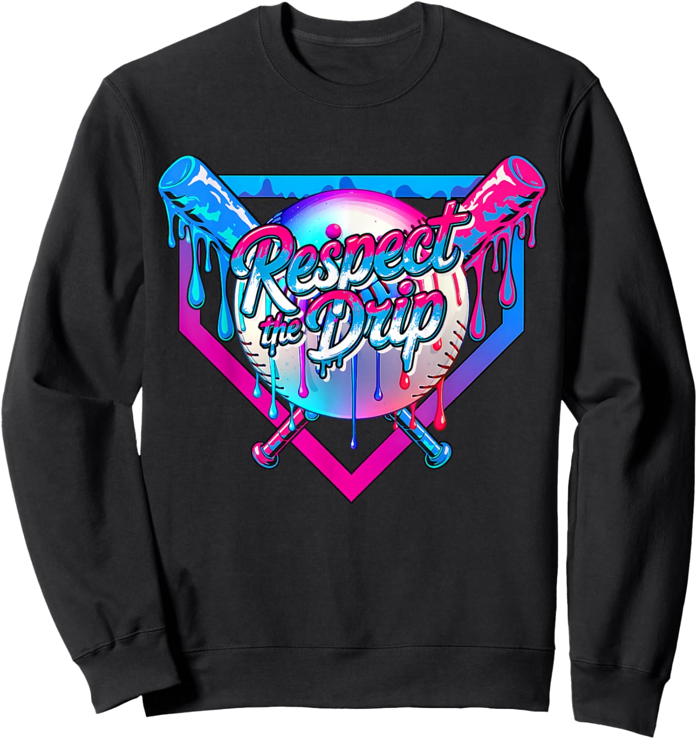 Respect The Drip Baseball Ice Cream for Kids Boys Youth Sweatshirt - Sweatshirt | Black