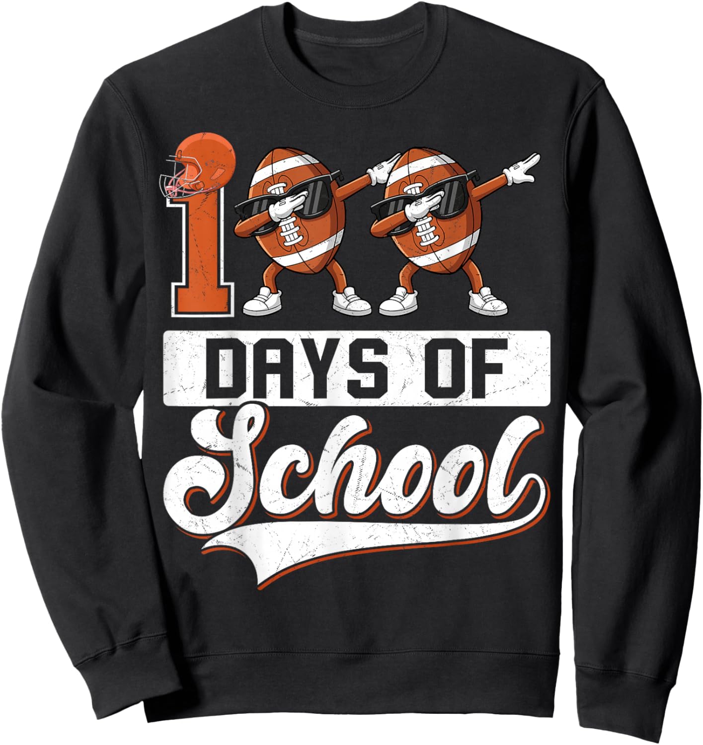 Toddler 100 Days of School Boys 100th Day of School Football Sweatshirt - Sweatshirt | Black