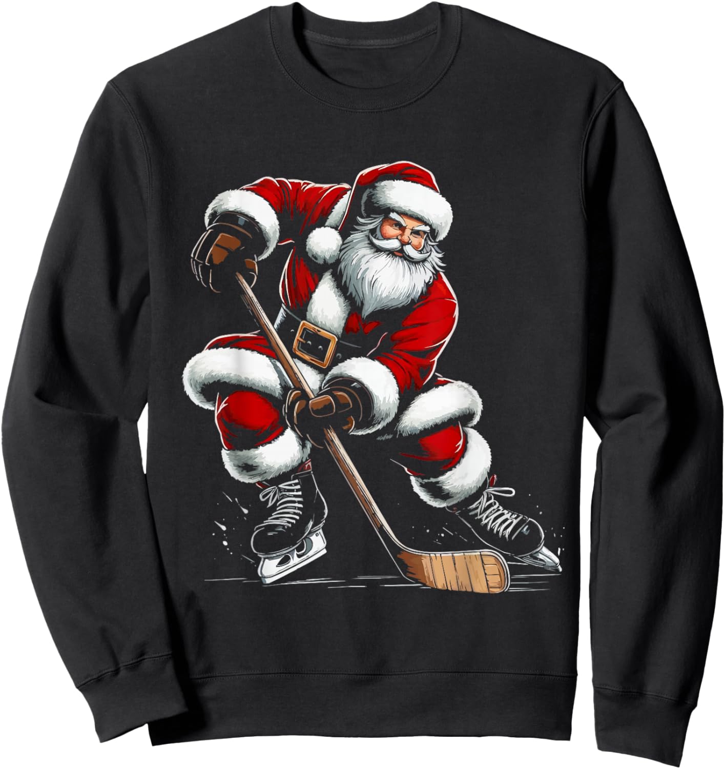 Hockey Santa Hockey Fans Christmas Lovers for Boys Man Women Sweatshirt - Sweatshirt | Black