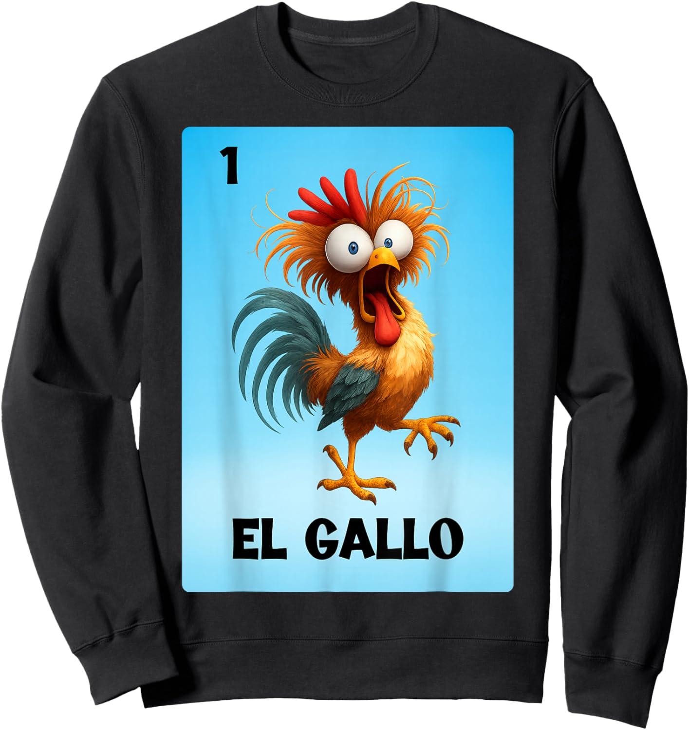 El Gallo Mexican Lottery Card | Bingo Game Rooster Meme Card Sweatshirt - Sweatshirt | Black