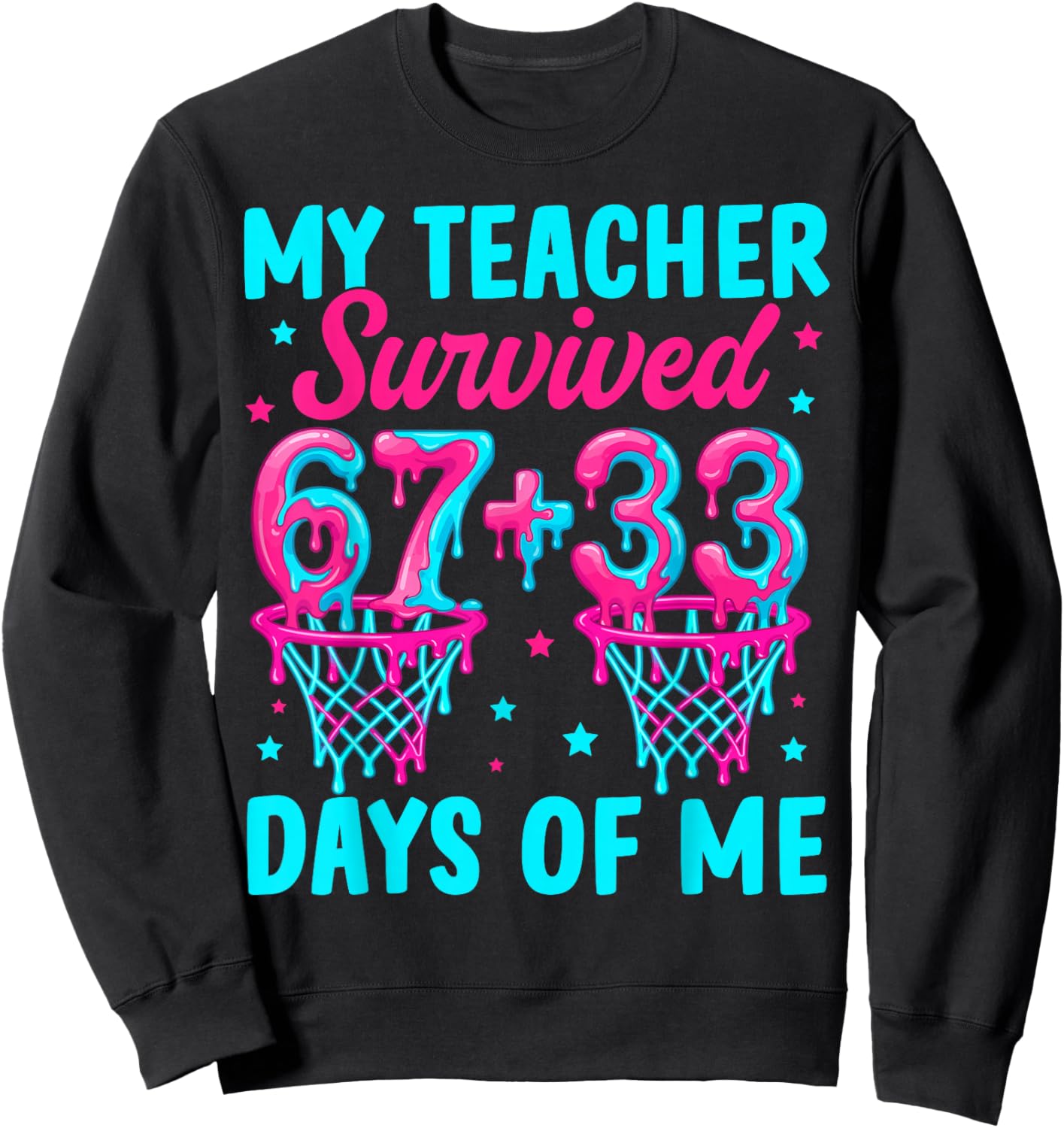 Teacher Survived 100 Days of Me 100th Day School Basketball Sweatshirt - Sweatshirt | Black