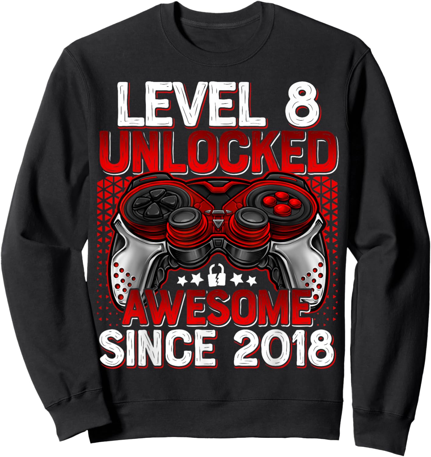 Level 8 Unlocked 8 Year Old Gifts for Boys 8th Birthday Boy Sweatshirt - Sweatshirt | Black