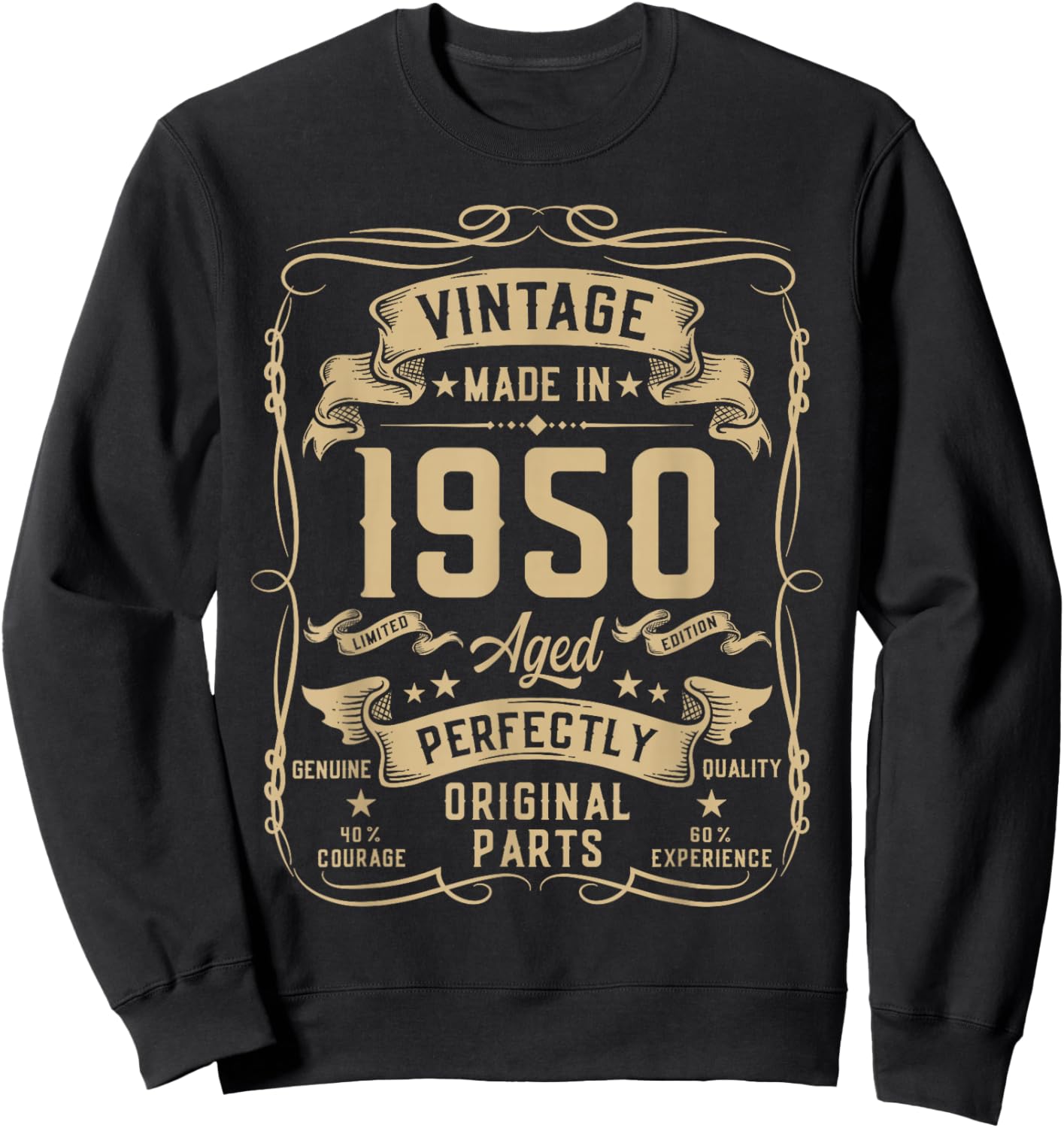Vintage 1950 76yr 76th Birthday Gifts 76 Years Old Sweatshirt - Sweatshirt | Black