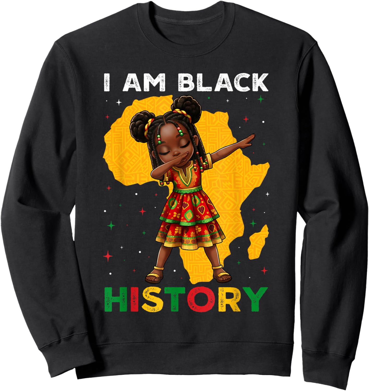 I Am Black History Dabbing Girl Melanin African Girls Kids Sweatshirt - Sweatshirt | Black