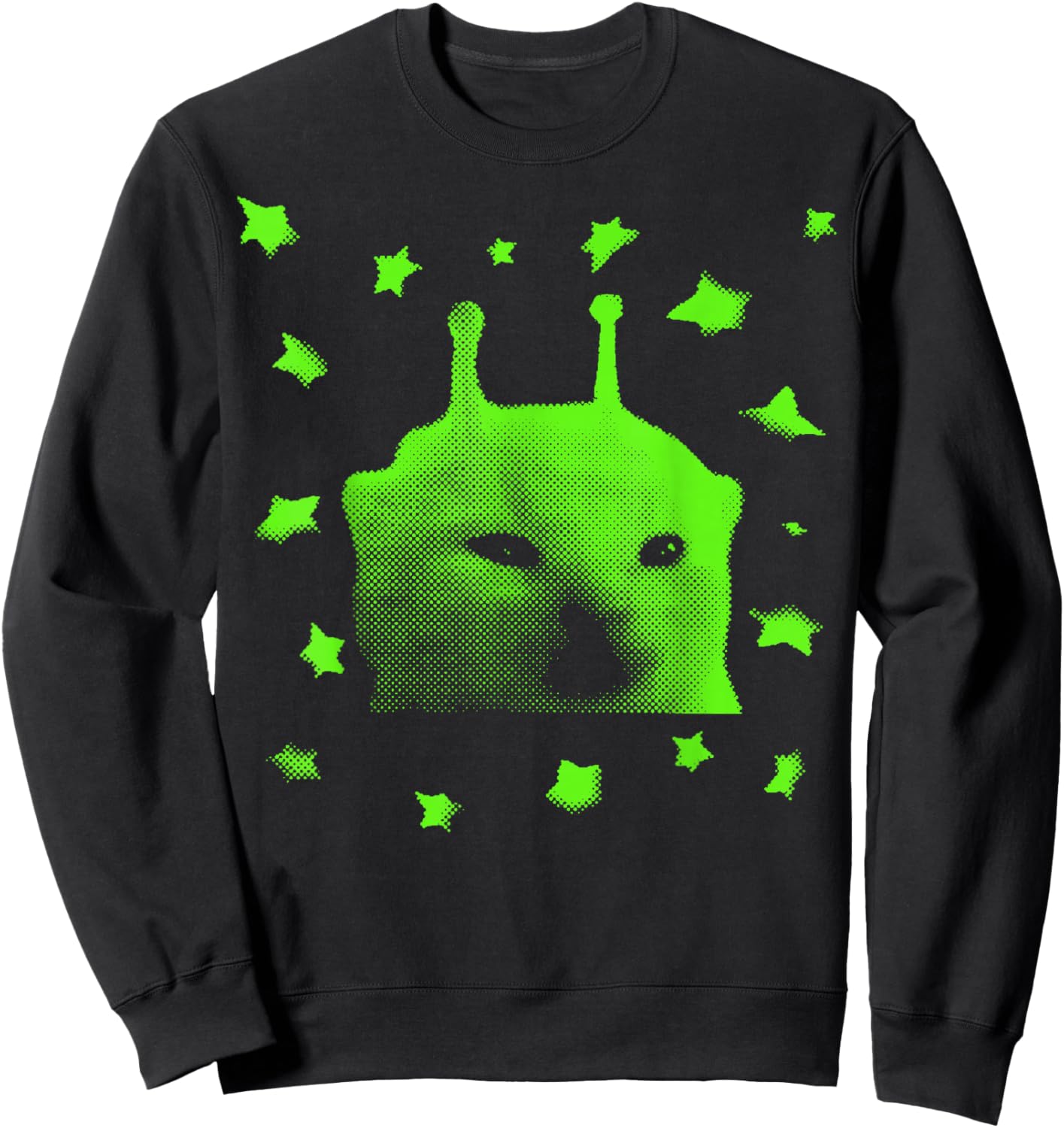 Y2K Alien Cat Meme Retro Silly Cat Vintage Space Kitty Funny Sweatshirt - Sweatshirt | Black