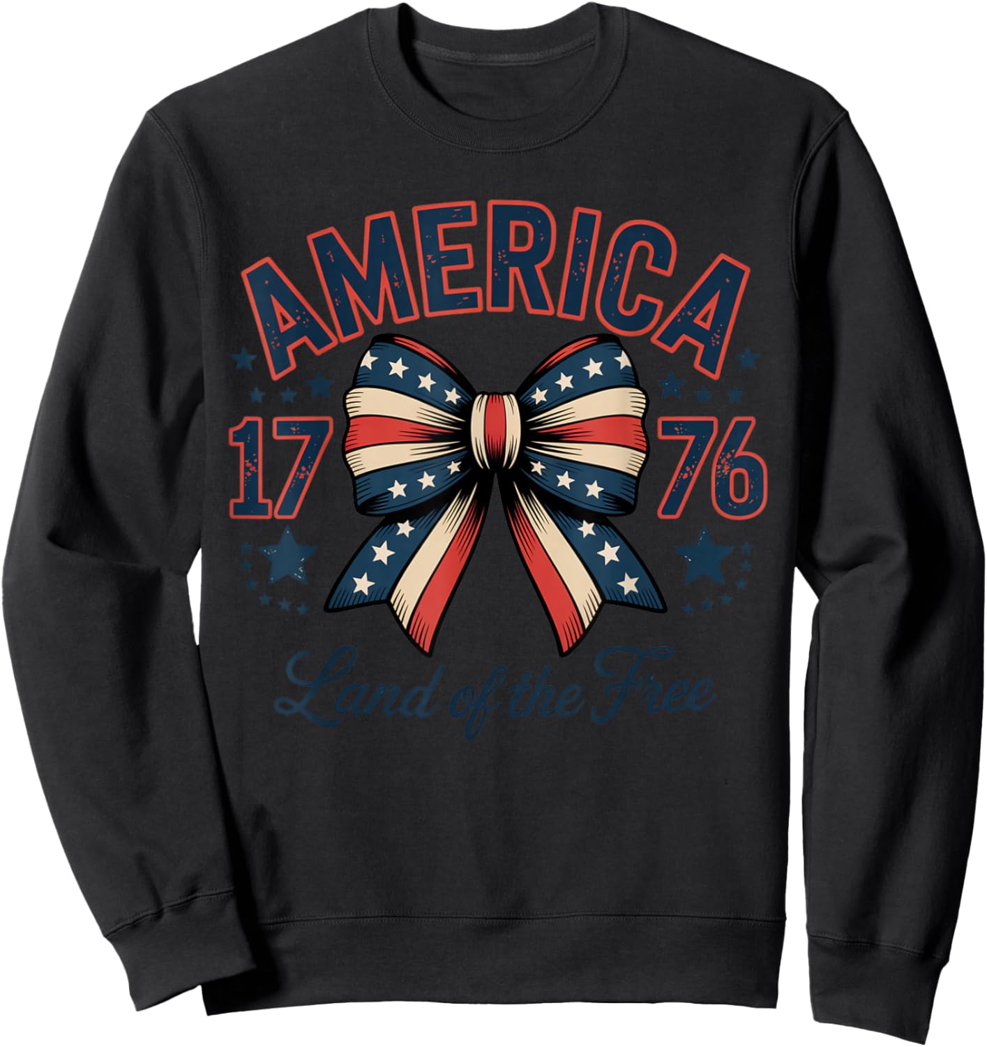 1776 America Bow Patriotic Sweatshirt - Sweatshirt | Black