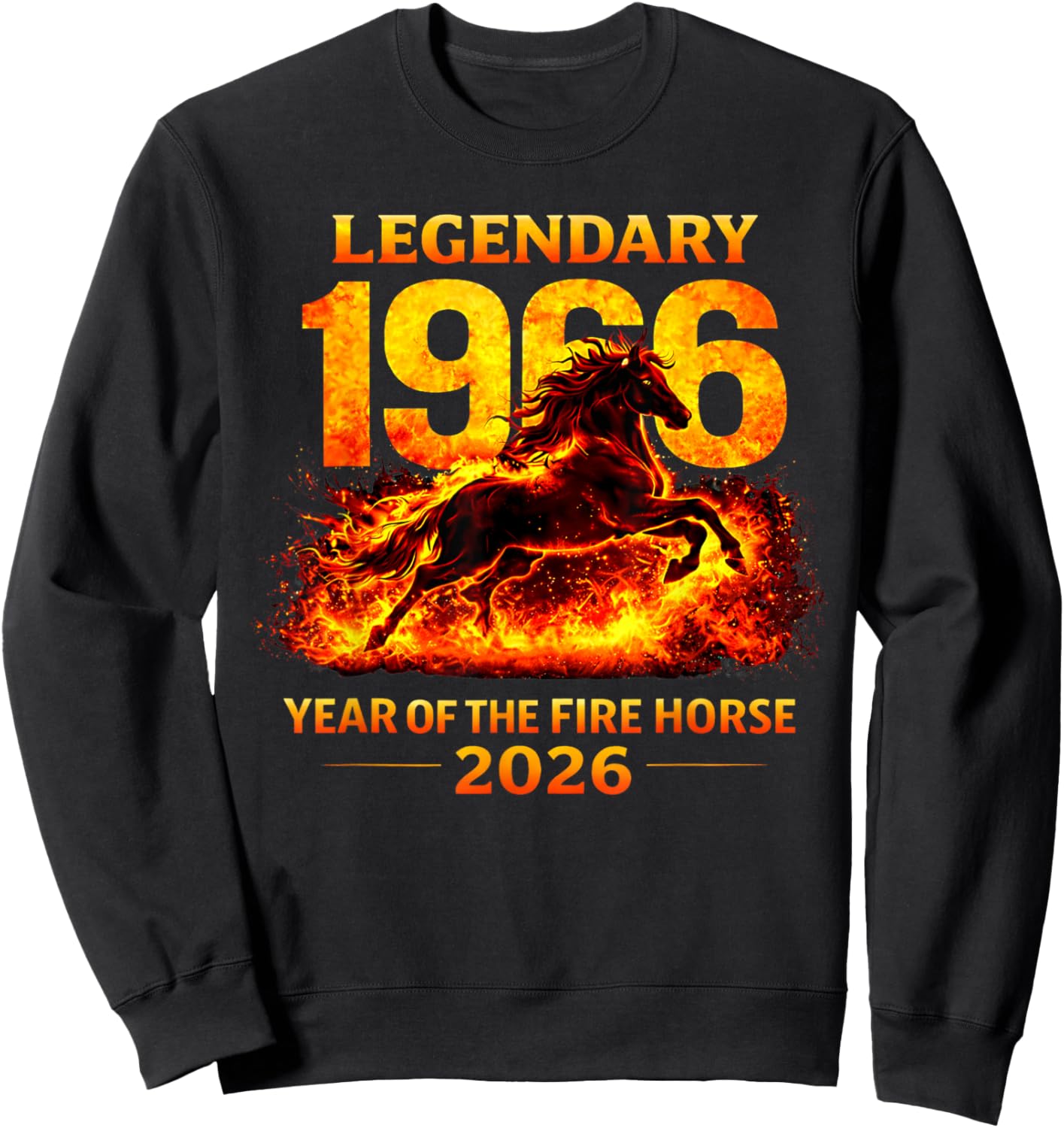 1966 Year of The Fire Horse 60th Birthday Chinese Zodiac Sweatshirt - Sweatshirt | Black