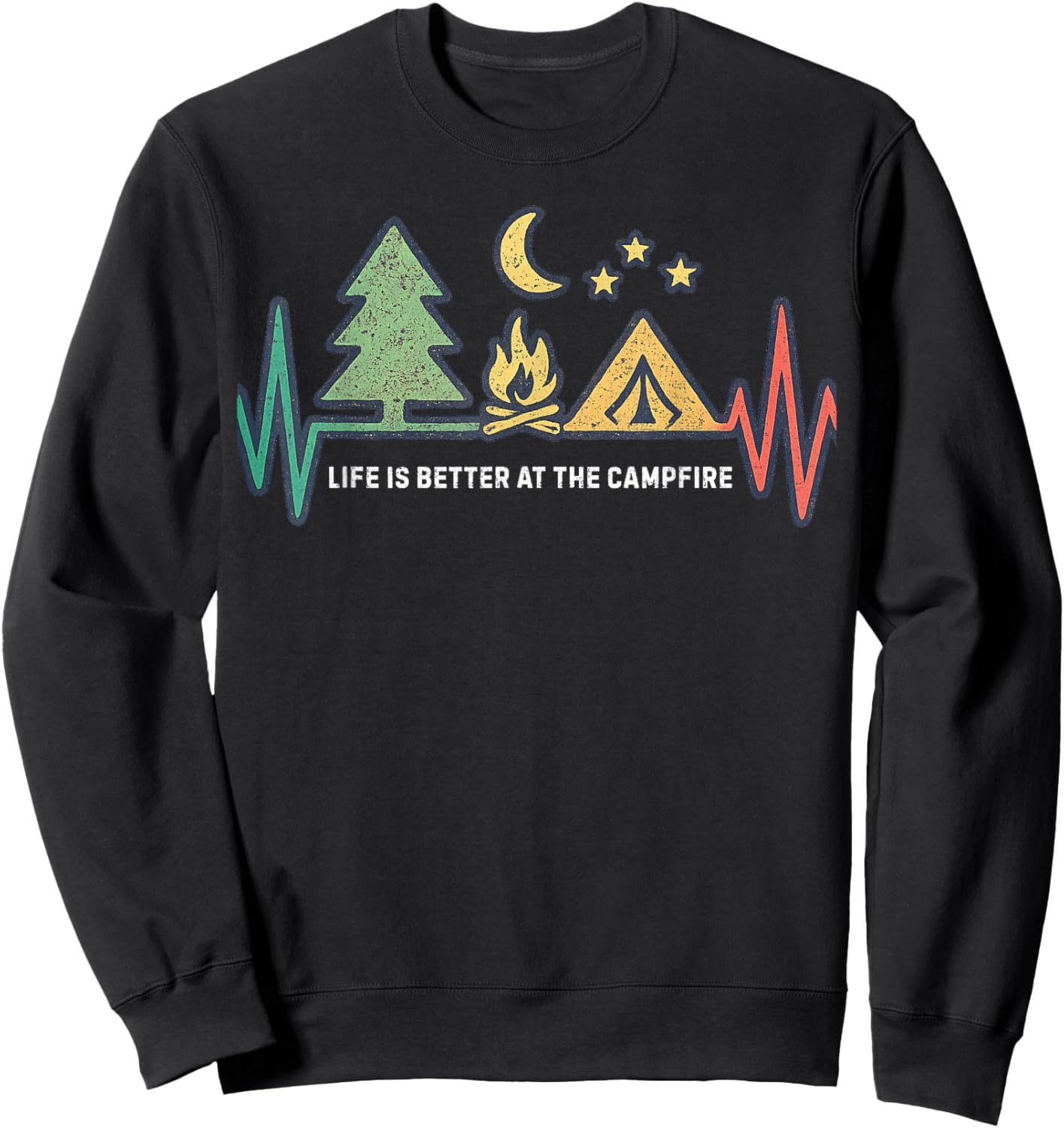 Life is Better at The Campfire Funny Hiking Camping Sweatshirt - Sweatshirt | Black