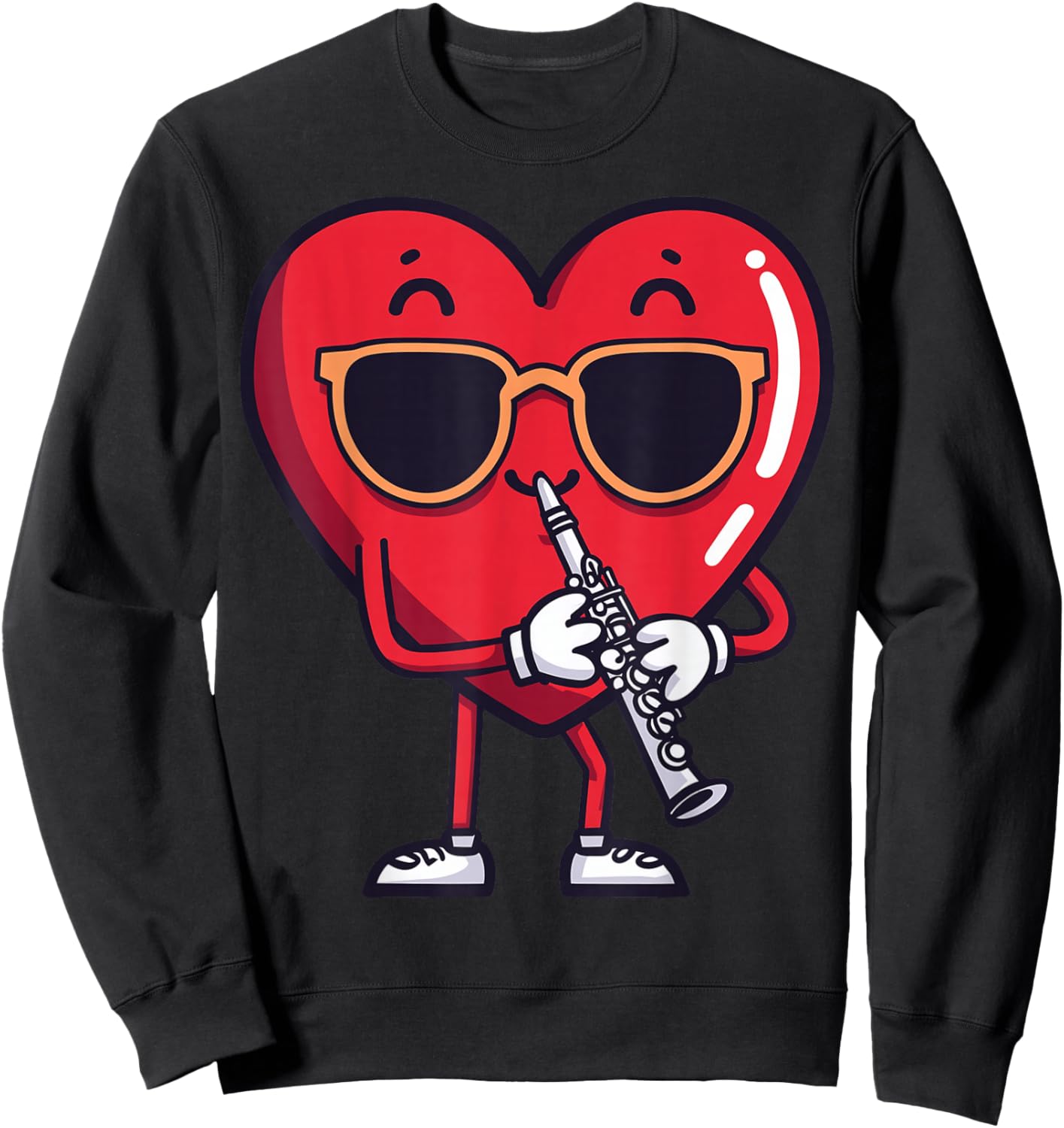 Clarinet Heart Player Clarinetist Valentine's Day Sunglasses Sweatshirt - Sweatshirt | Black