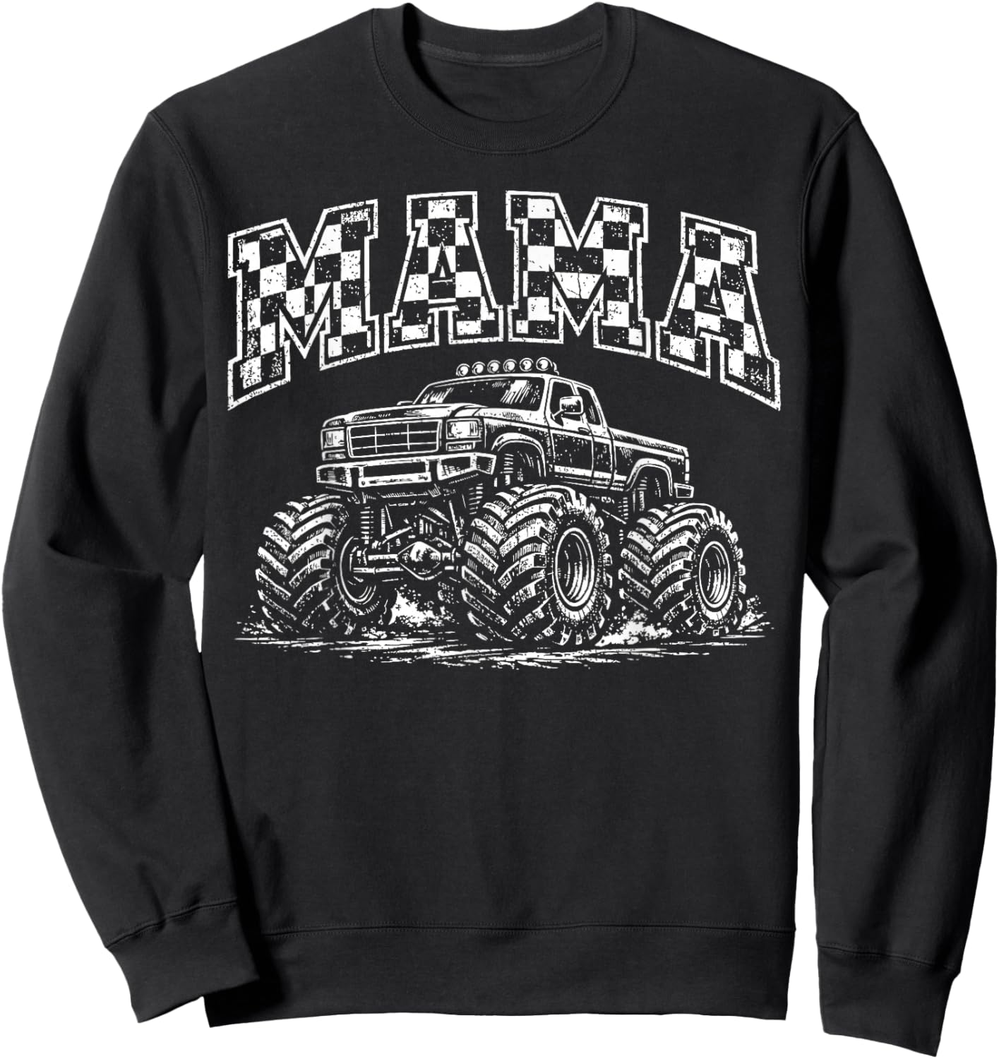 Mama Retro Monster Truck Family Crew Birthday Matching Sweatshirt - Sweatshirt | Black