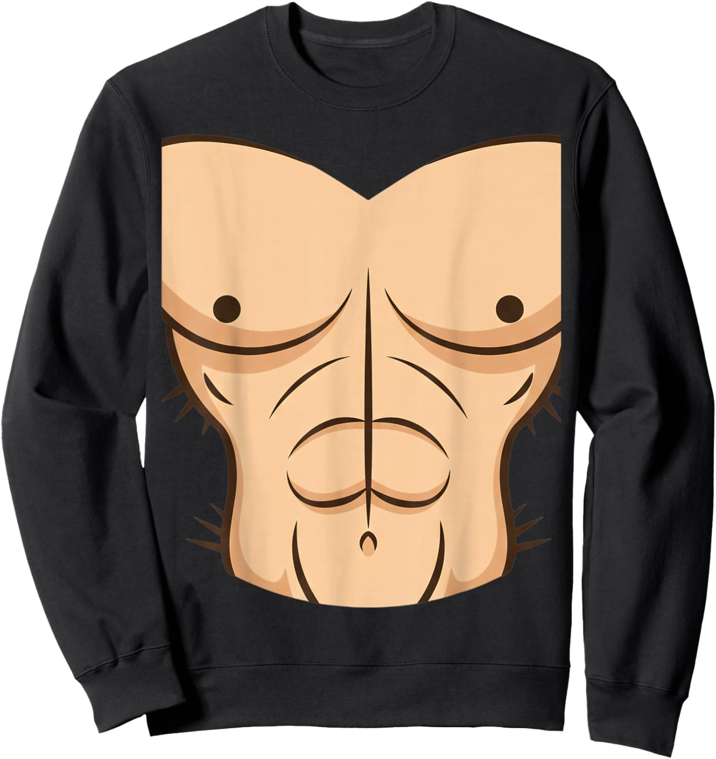 Halloween Muscle Torso Funny Bare Chest Design, Fake Abs Sweatshirt - Sweatshirt | Black