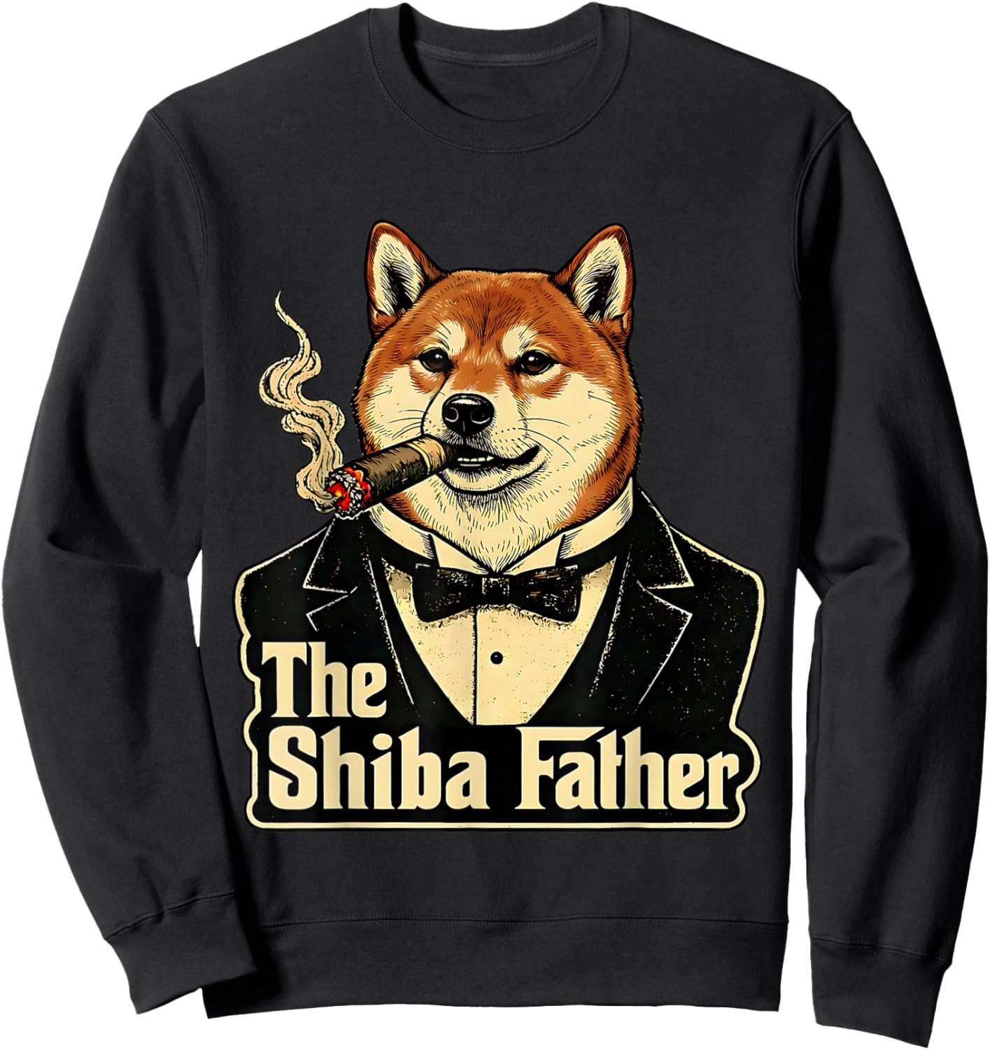 The Shiba Inu Father Funny Mafia Style Dog Dad Humor Lover Sweatshirt - Sweatshirt | Black