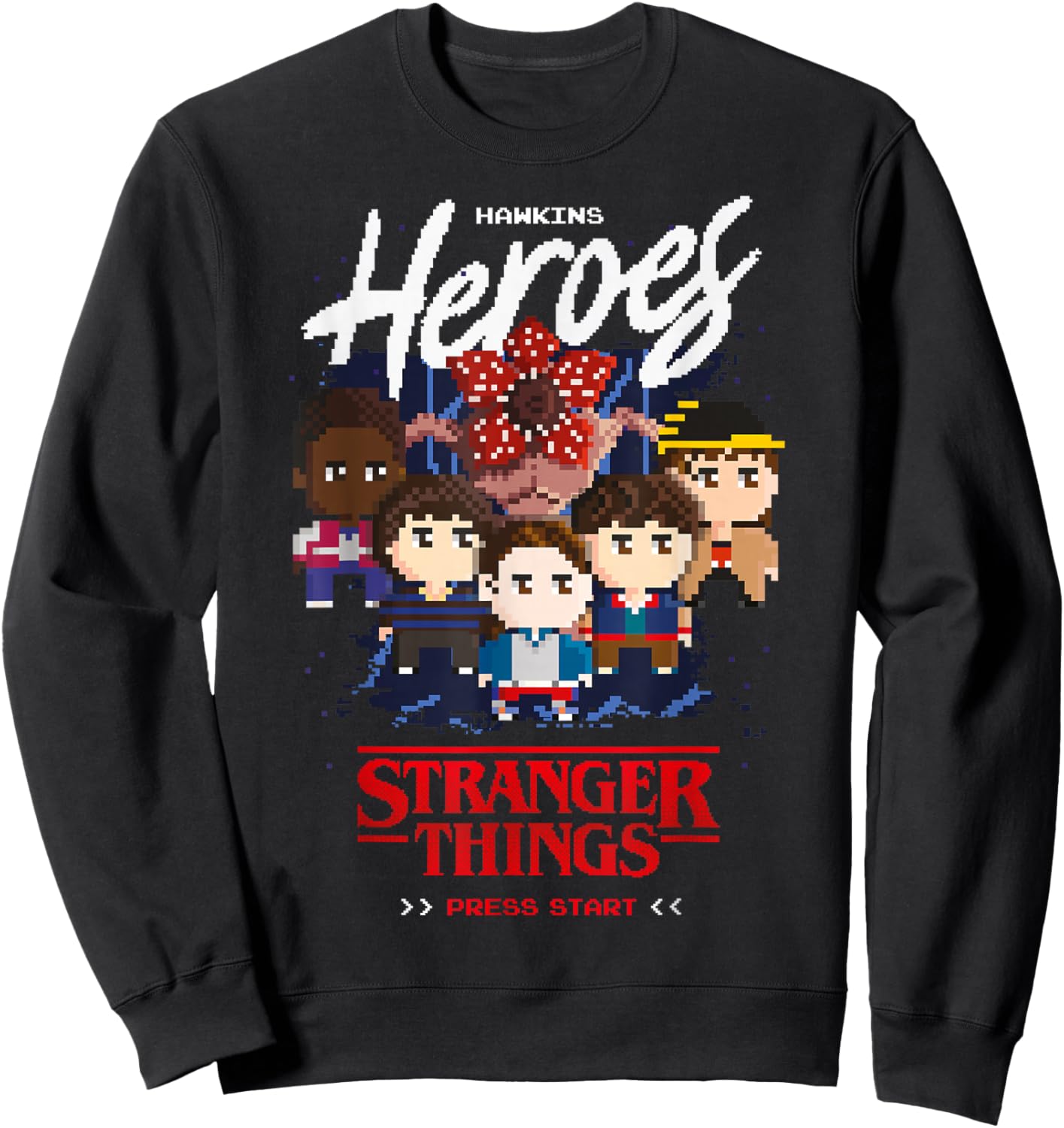 Stranger Things Season 5 Hawkins Heroes Video Game Screen Sweatshirt - Sweatshirt | Black