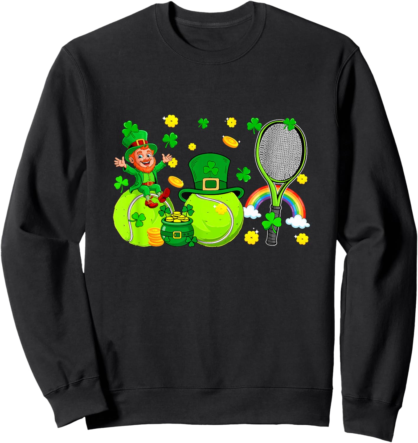 Tennis Equipment Player Team St. Patrick's Day Family Kids Sweatshirt - Sweatshirt | Black