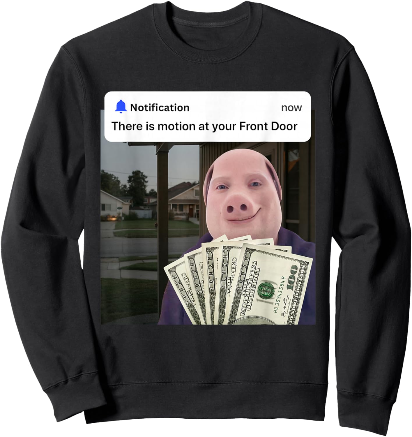 John Pork There is Motion at Your Front Door Brainrot Memes Sweatshirt - Sweatshirt | Black