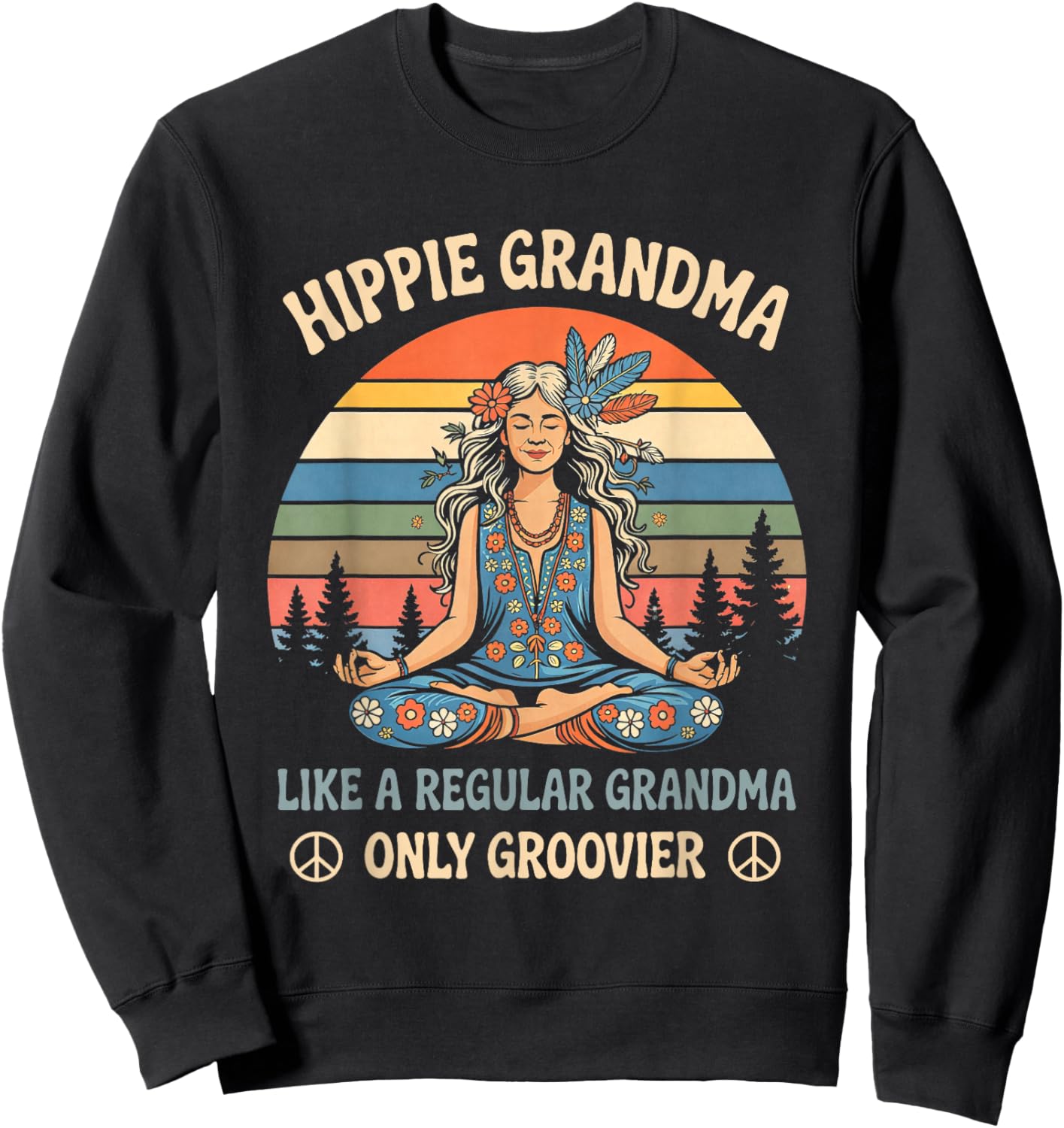 Retro Hippie Grandma Like A Regular Grandma Vintage Sweatshirt - Sweatshirt | Black