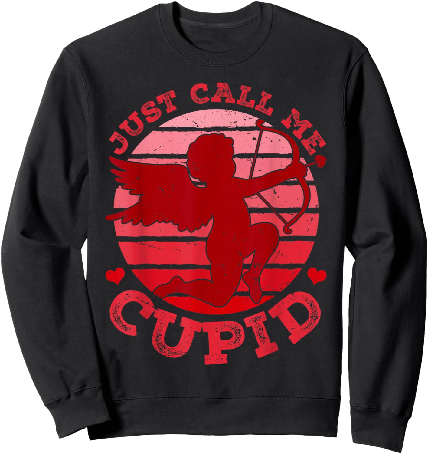 Retro Just Call Me Cupid Happy Valentines Boys Girls Sweatshirt - Sweatshirt | Black