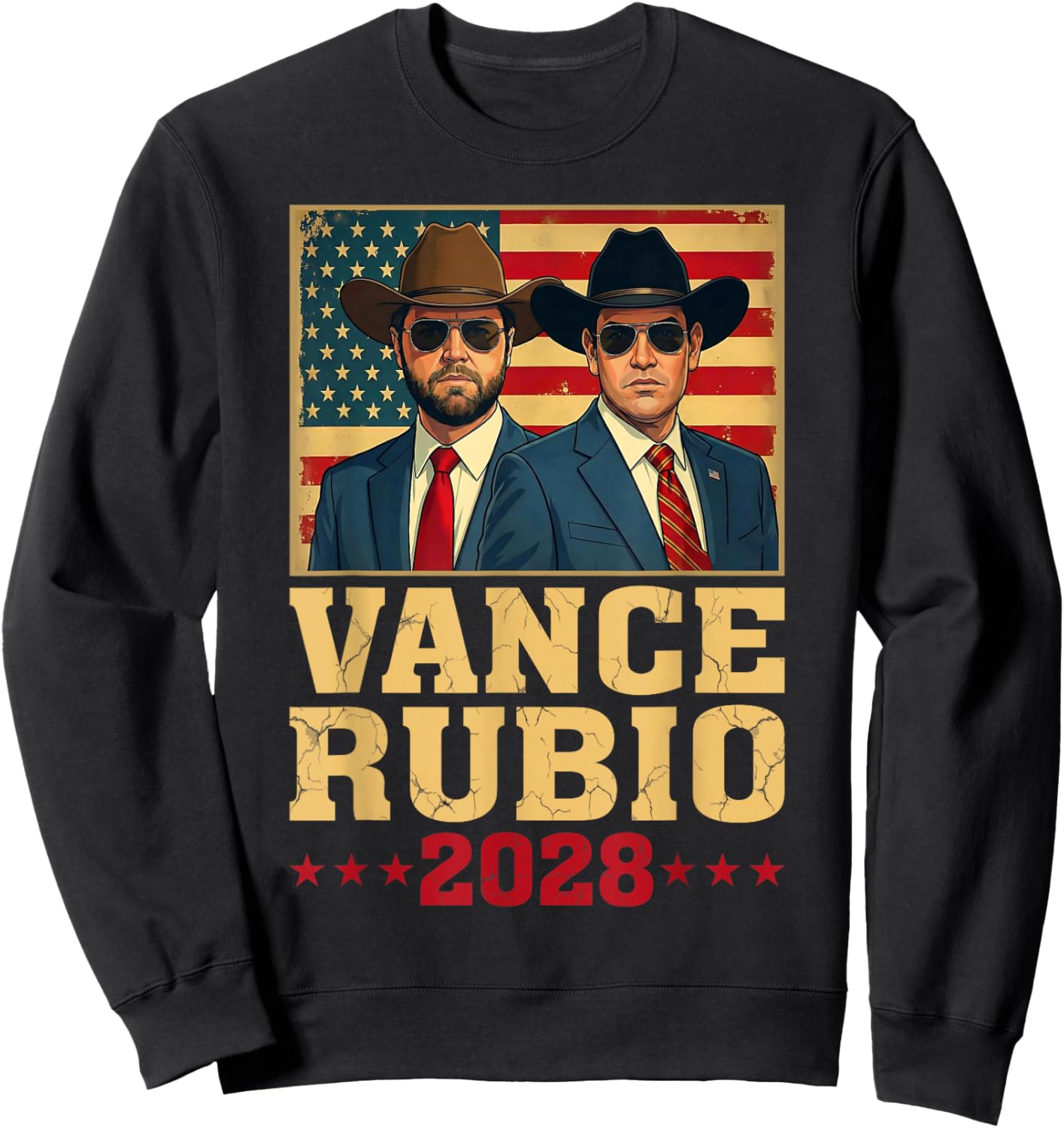 Vance Rubio 2028 President JD Vance Marco Rubio USA Flag Sweatshirt - Sweatshirt | Black