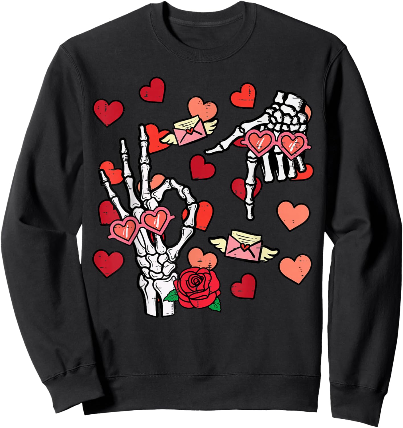 6 7 Valentines Day Skeleton 6 7 Valentine Kids Boys Youth Sweatshirt - Sweatshirt | Black