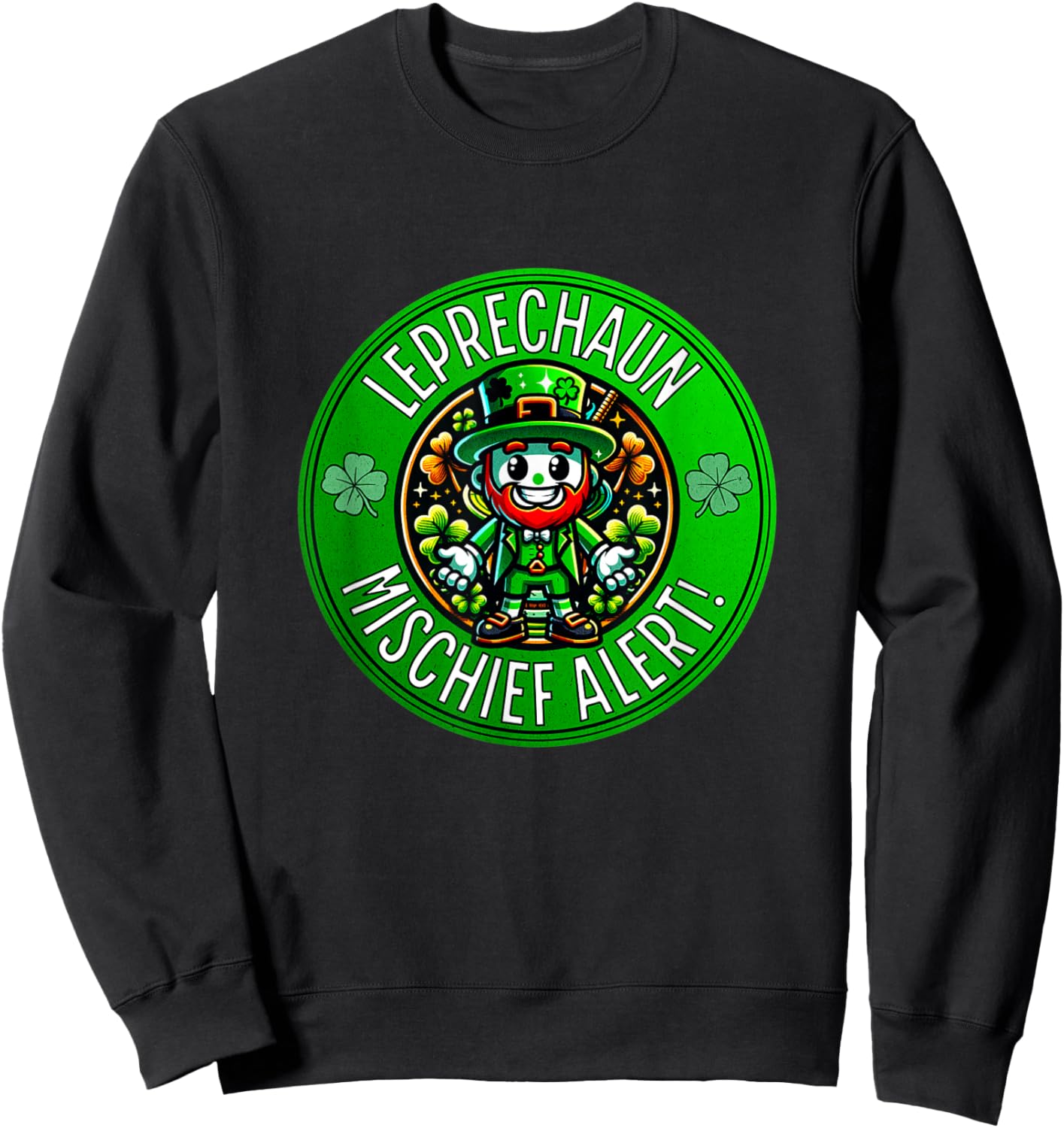 St Patrick's Day Leprechaun Mischief Alert Sweatshirt - Sweatshirt | Black