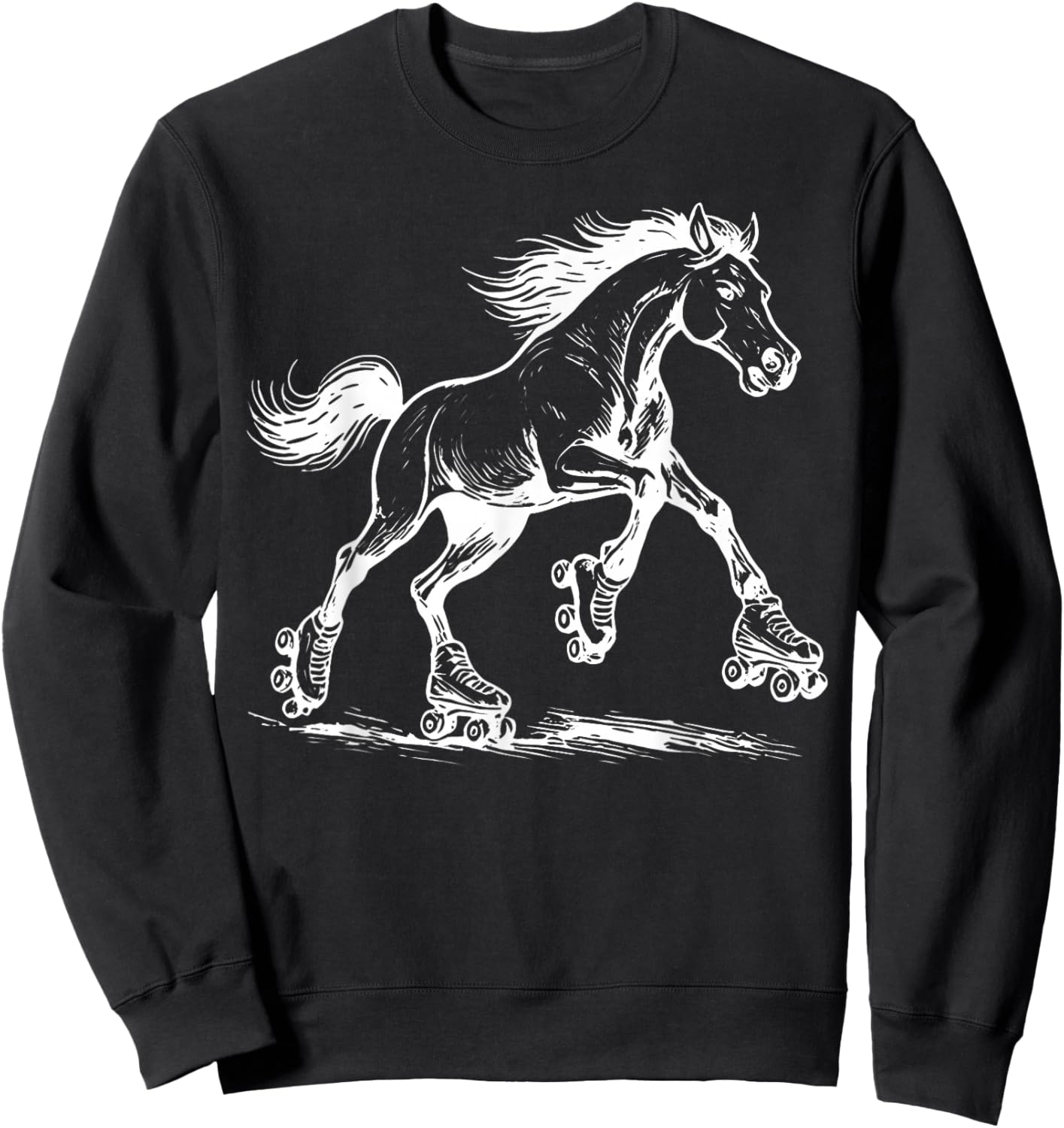 Vintage Horse Skating Roller Skates Funny Sport Lovers Sweatshirt - Sweatshirt | Black