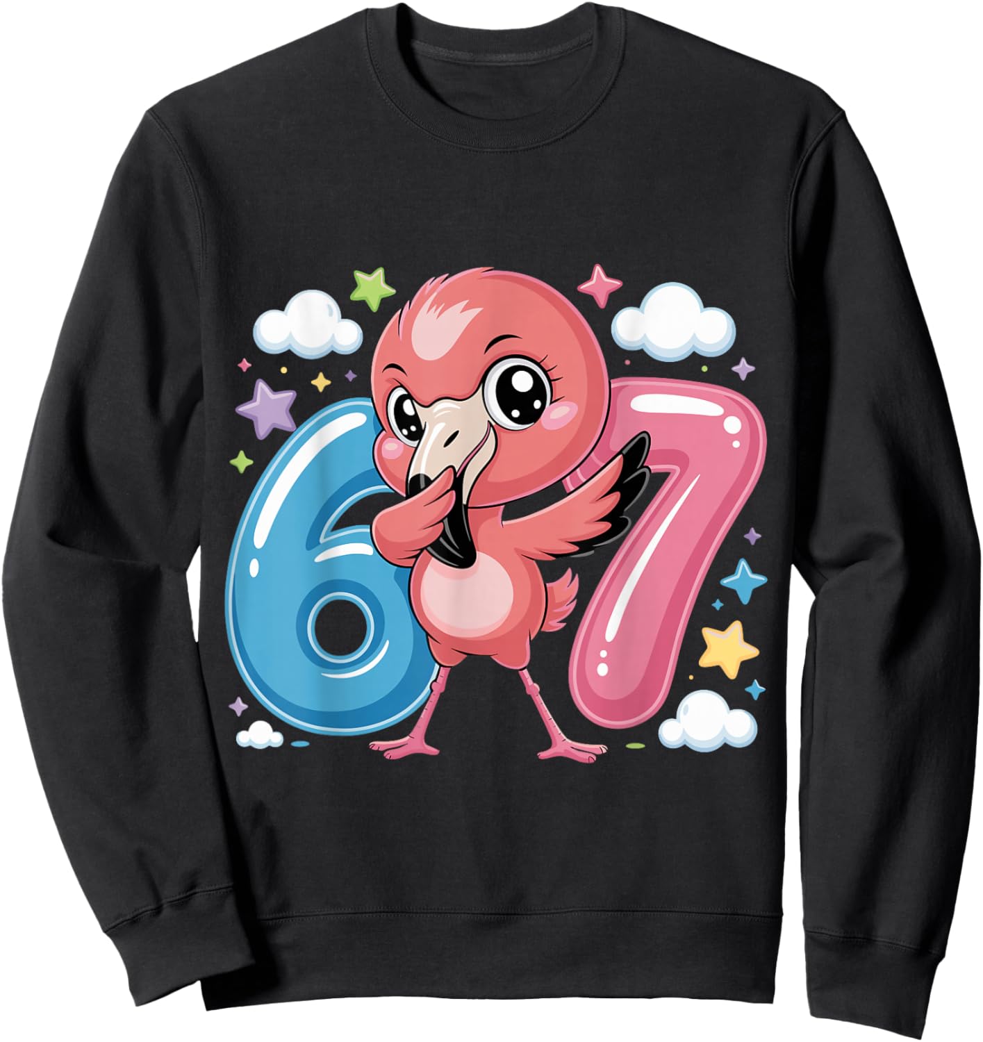 67 Meme Flamingo for Girls Six Seven Brainrot Funny Kids Sweatshirt - Sweatshirt | Black