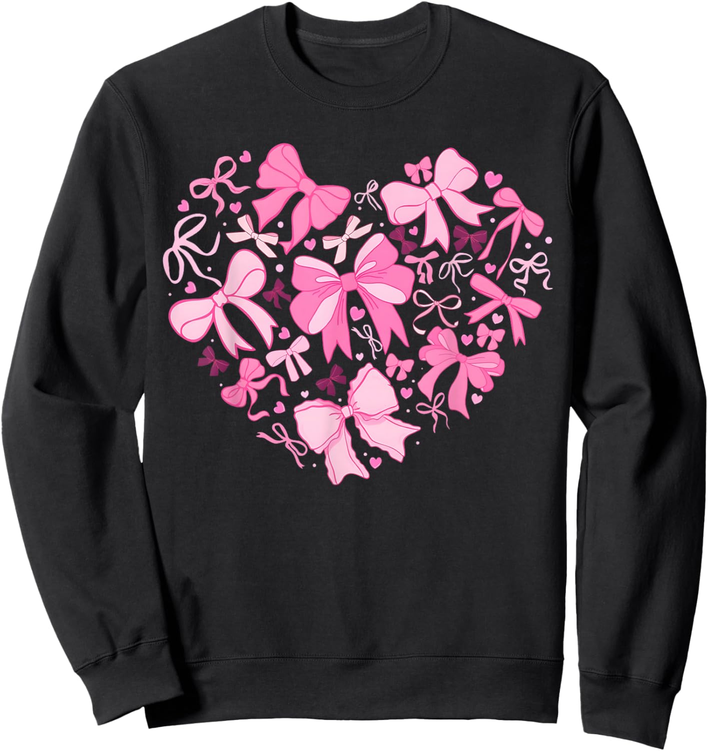 Valentine Coquette Pink Bow Heart Women Girls Kids Sweatshirt - Sweatshirt | Black
