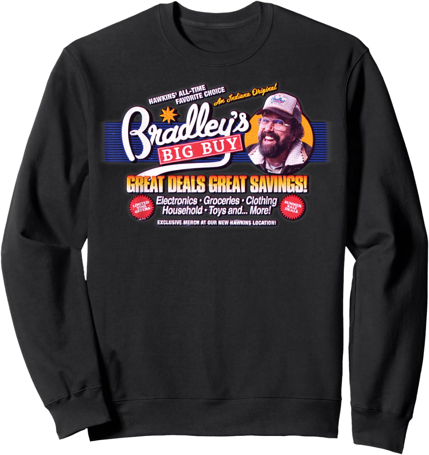 Stranger Things Season 5 Bradley's Big Buy Retro Ad Sweatshirt - Sweatshirt | Black