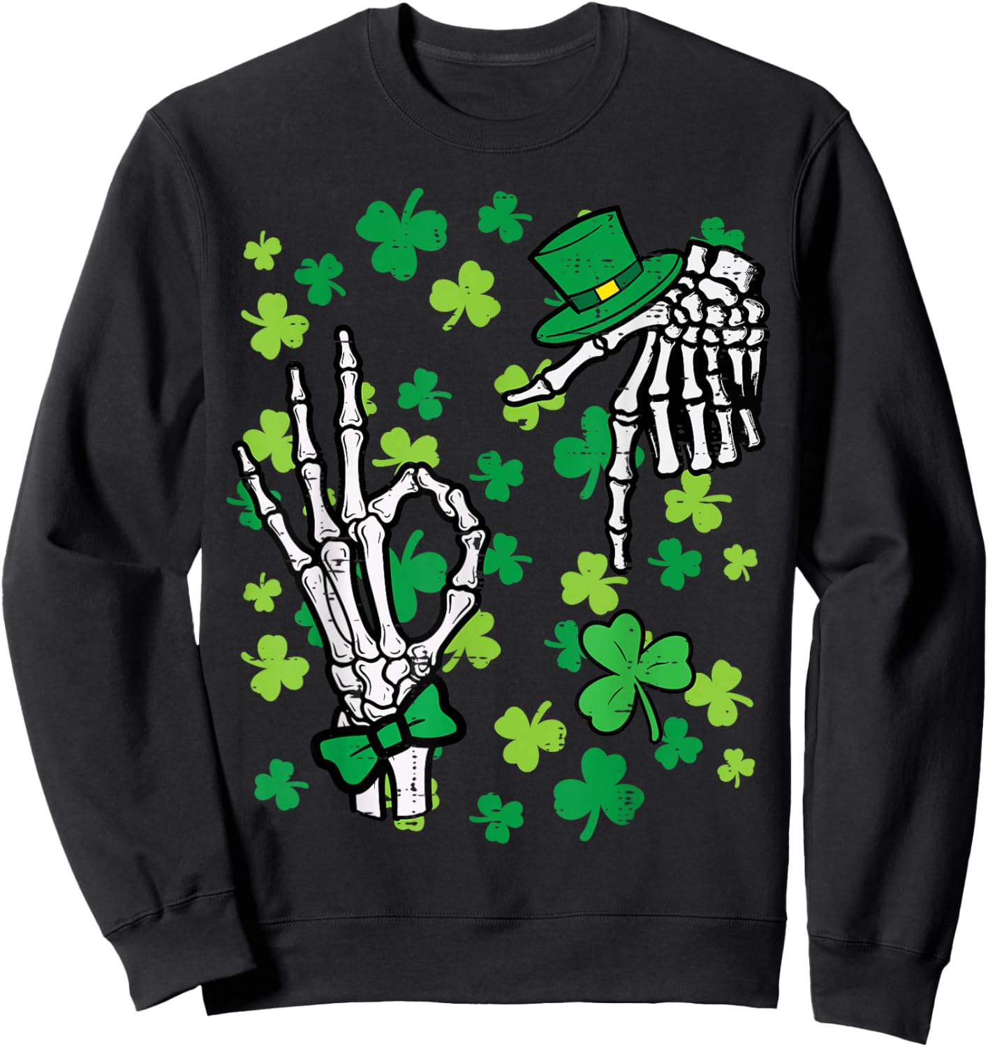 St Patricks Day 6 7 Skeleton Six Seven Meme Kids Boys Youth Sweatshirt - Sweatshirt | Black